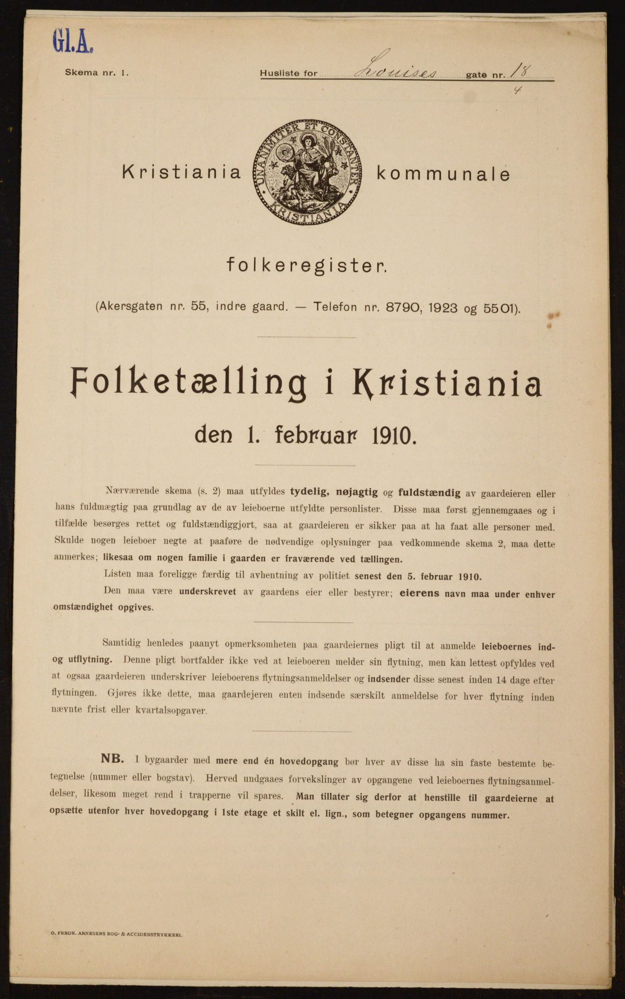 OBA, Municipal Census 1910 for Kristiania, 1910, p. 56387