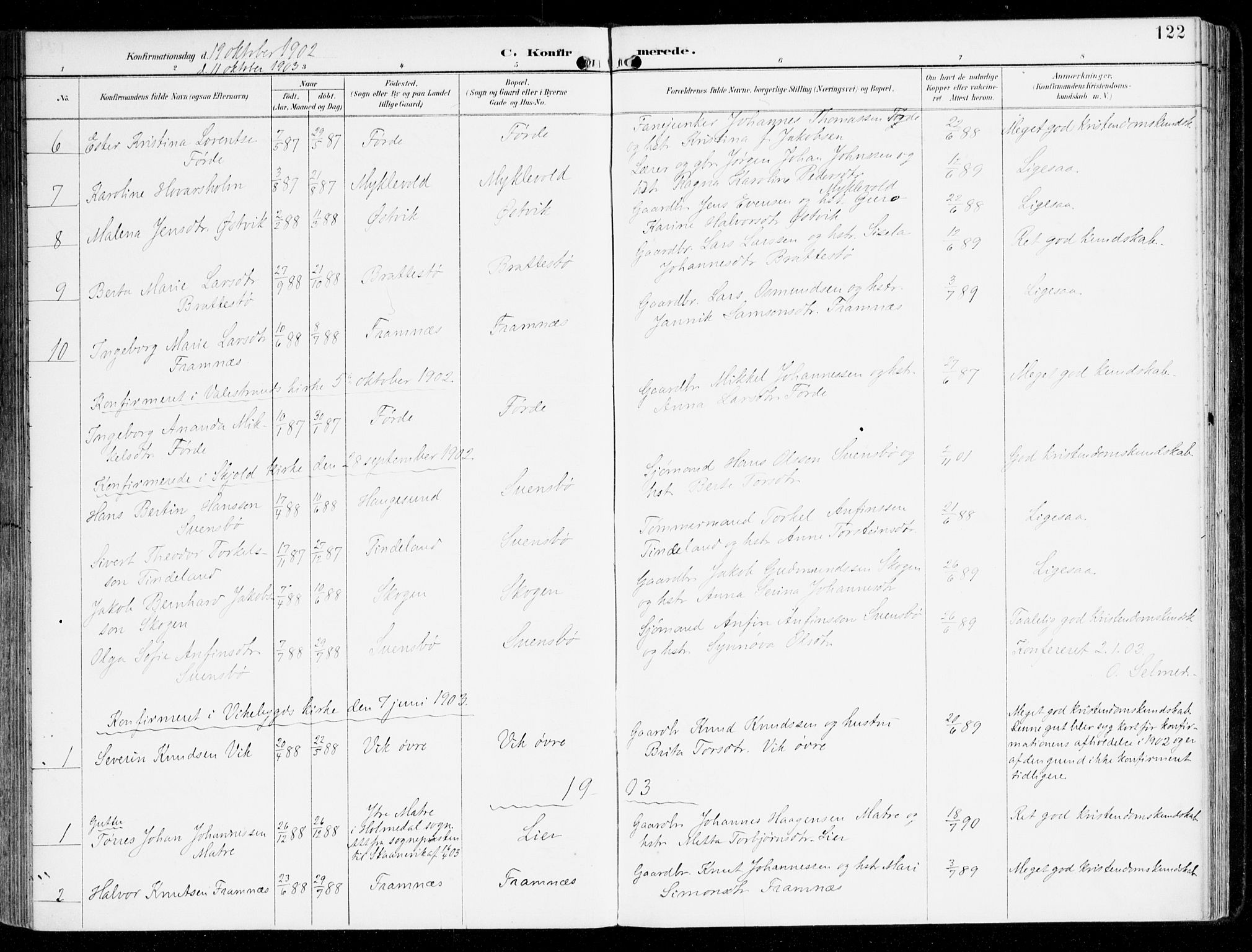 Sveio Sokneprestembete, AV/SAB-A-78501/H/Haa: Parish register (official) no. D 2, 1894-1916, p. 122