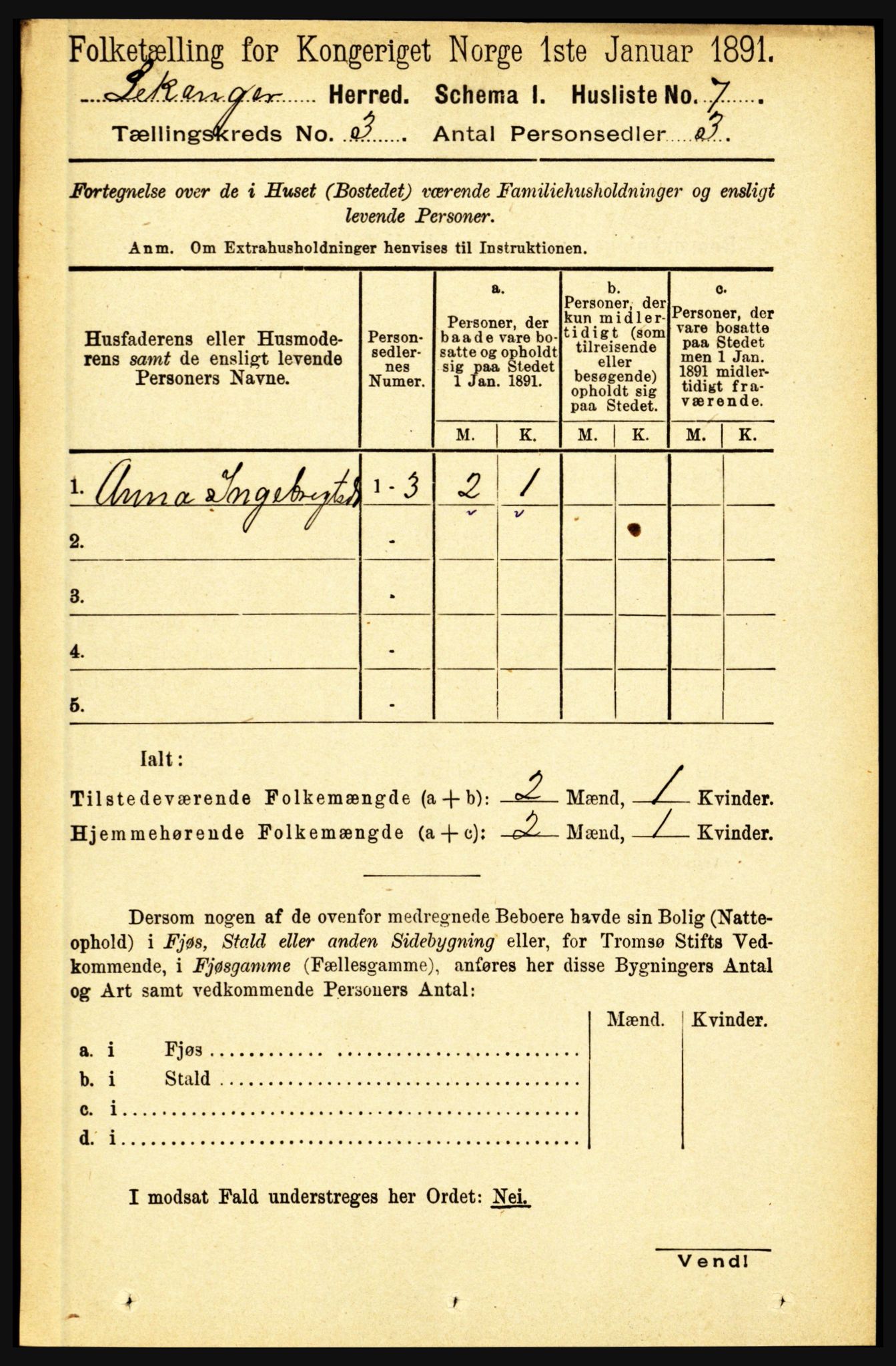 RA, 1891 census for 1419 Leikanger, 1891, p. 322