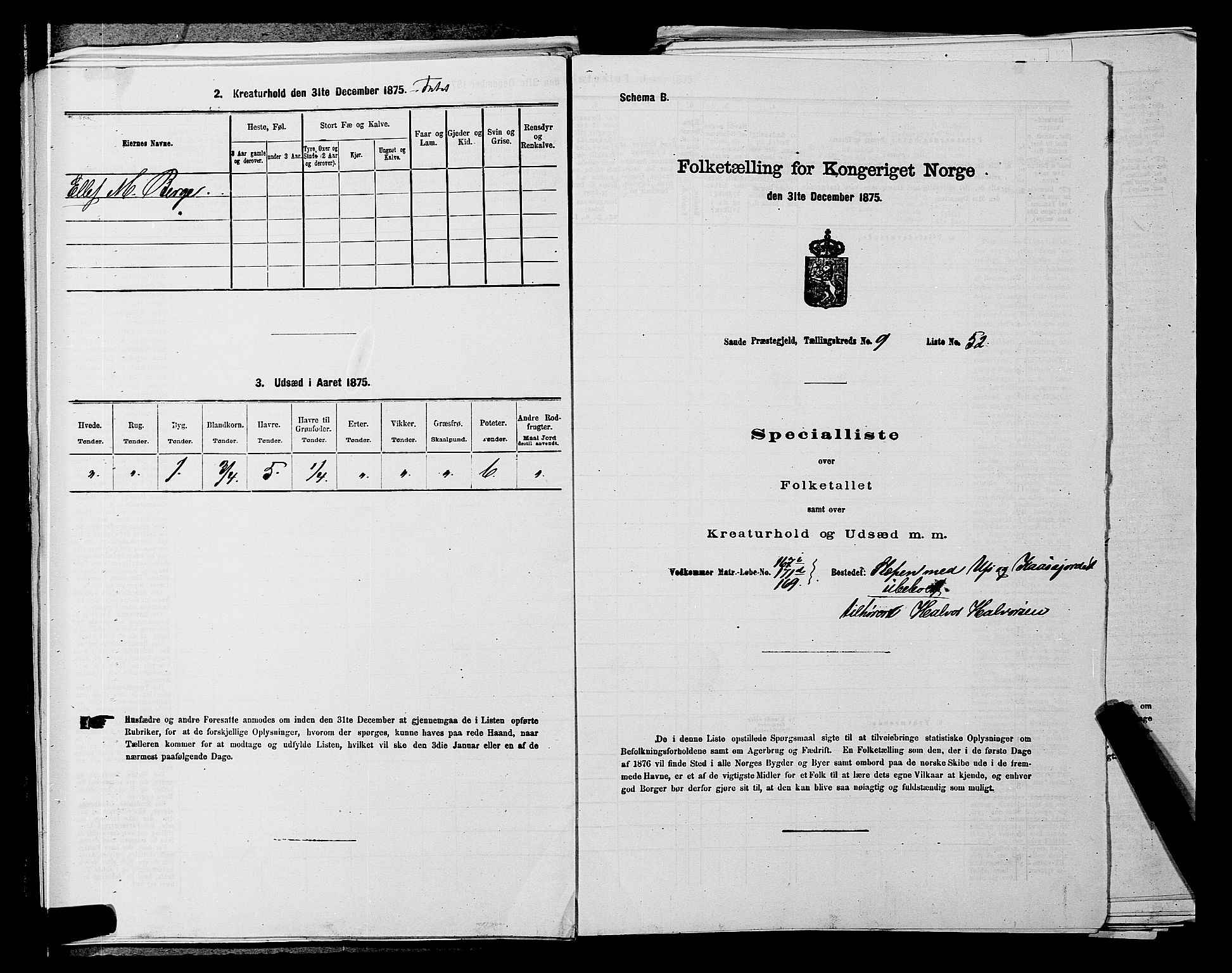 SAKO, 1875 census for 0822P Sauherad, 1875, p. 1169