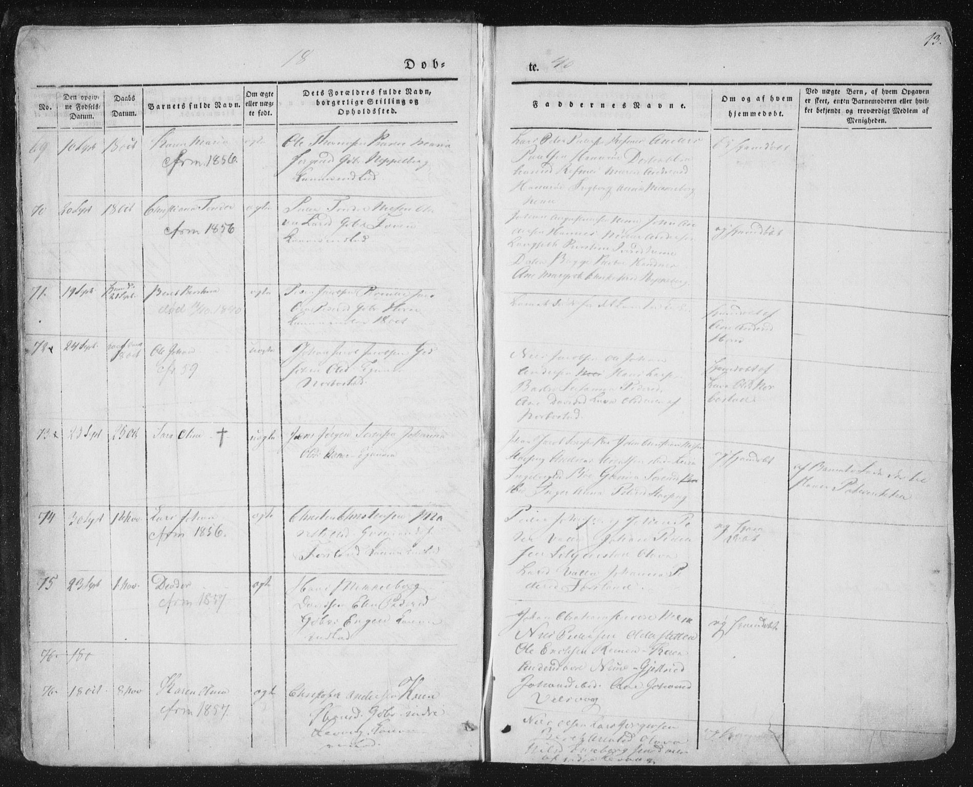 Ministerialprotokoller, klokkerbøker og fødselsregistre - Nordland, AV/SAT-A-1459/838/L0549: Parish register (official) no. 838A07, 1840-1854, p. 13