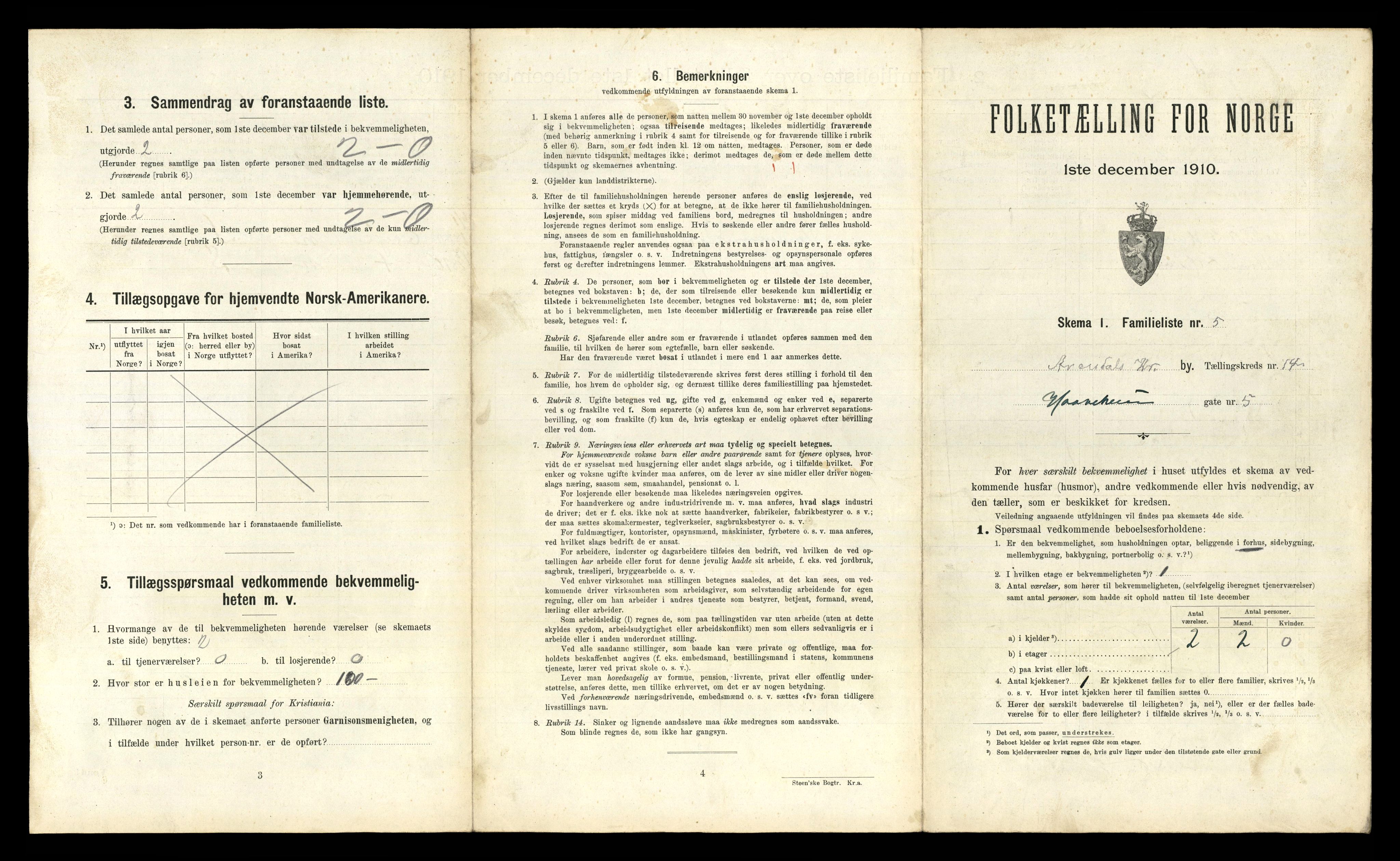 RA, 1910 census for Arendal, 1910, p. 5175