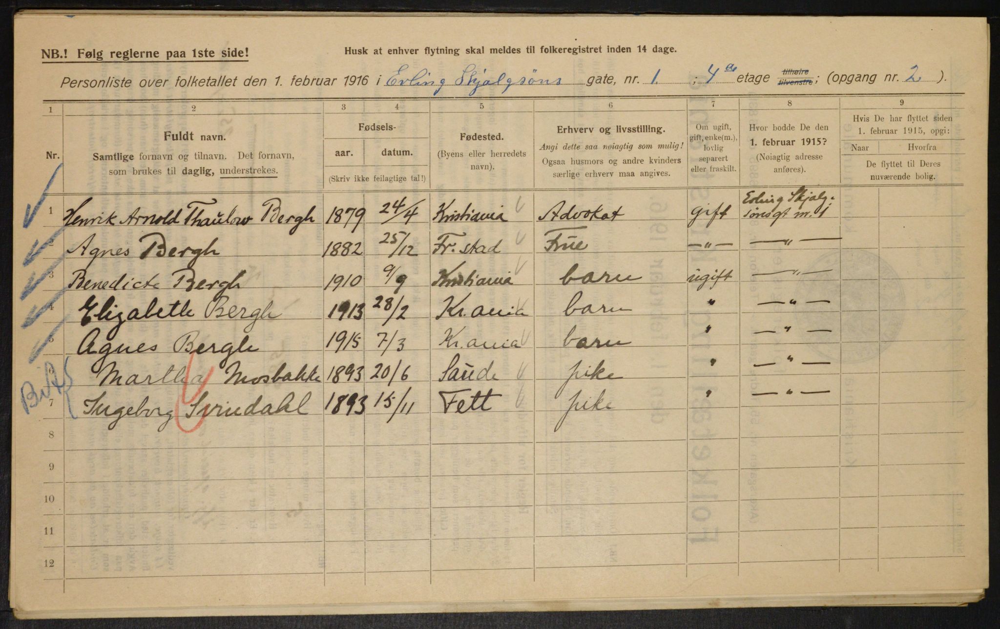 OBA, Municipal Census 1916 for Kristiania, 1916, p. 22402