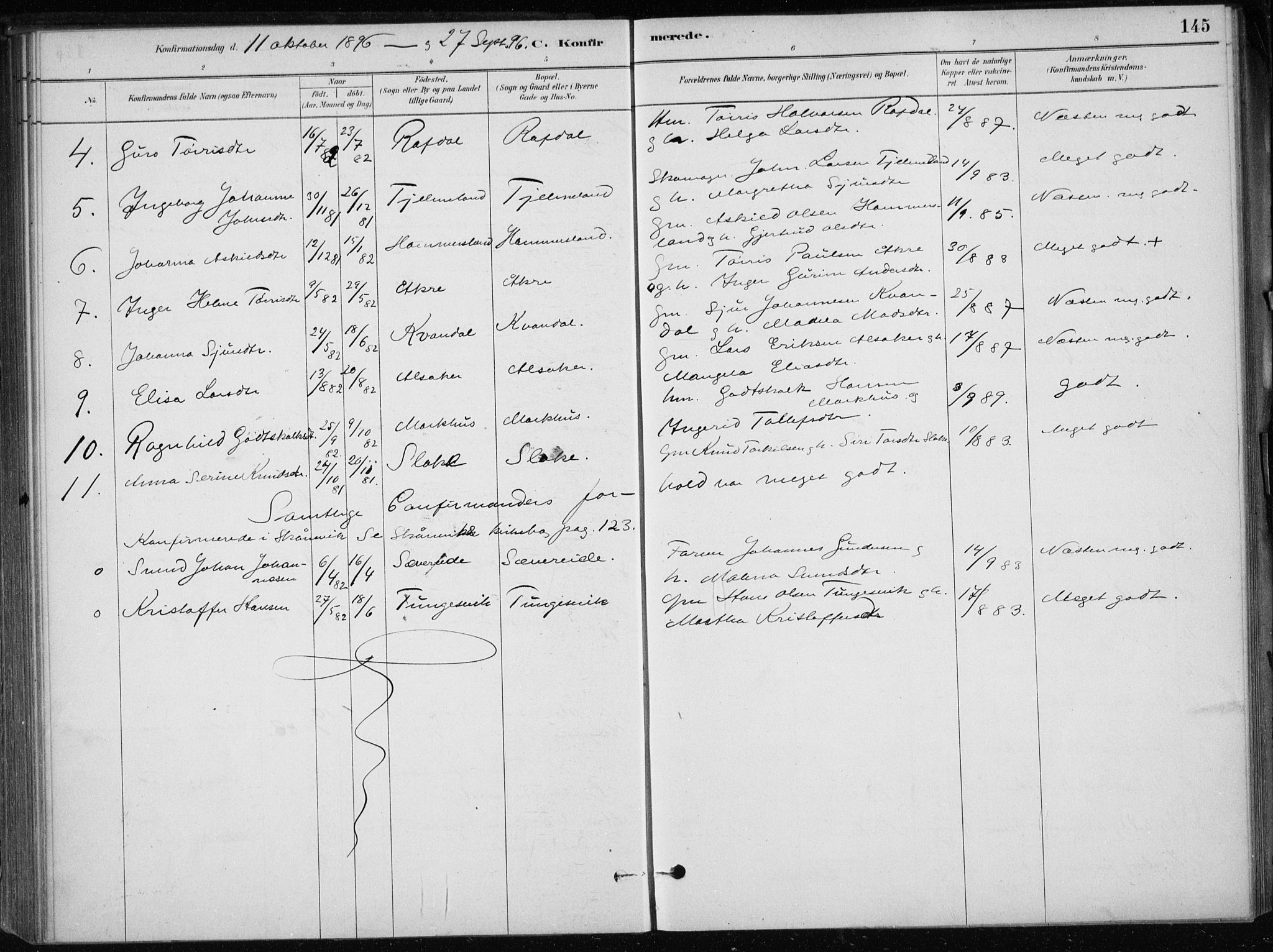 Skånevik sokneprestembete, AV/SAB-A-77801/H/Haa: Parish register (official) no. E  1, 1879-1901, p. 145