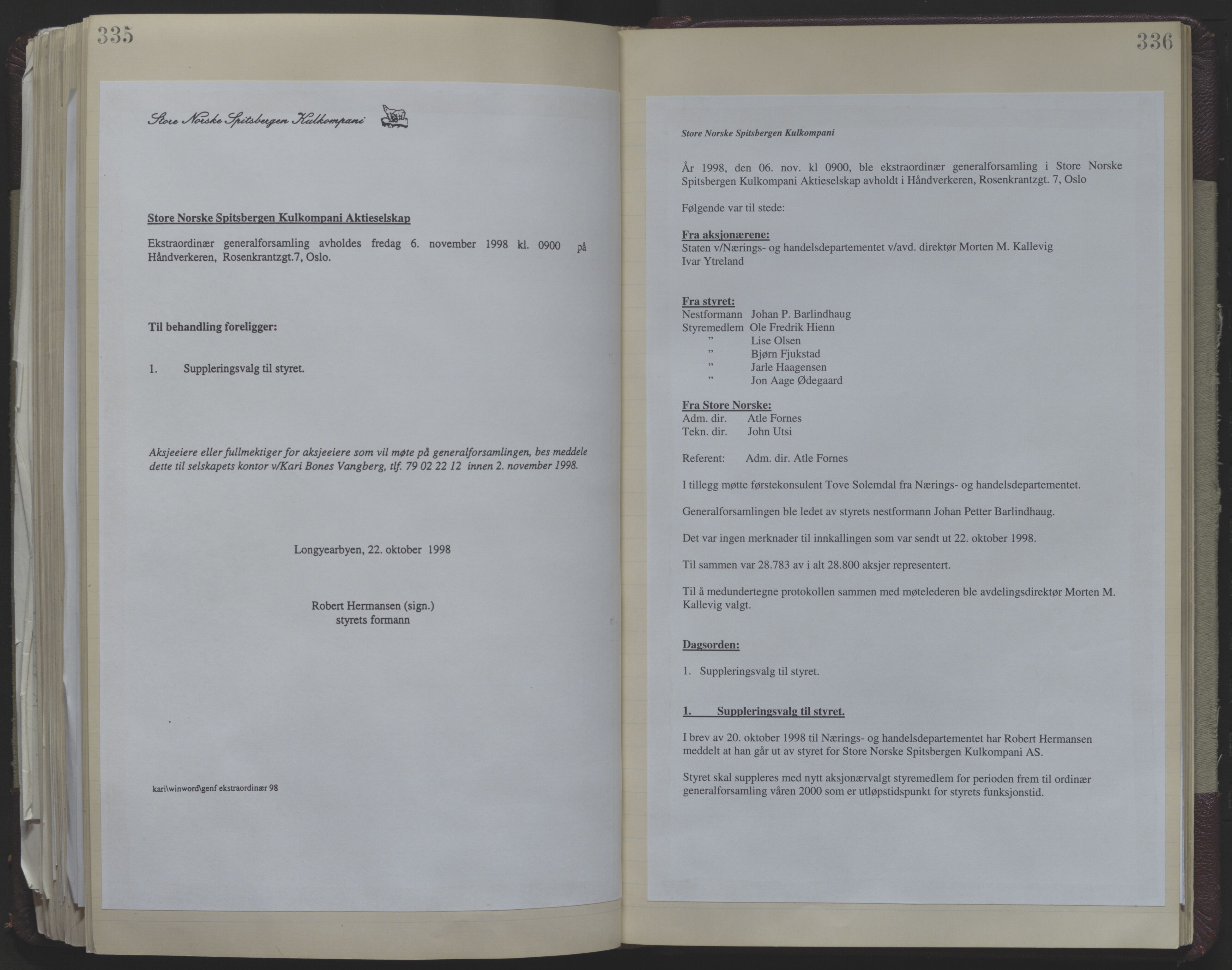 Store Norske Spitsbergen Kulkompani A/S, AV/SATØ-P-0073/09/A/Aa/L0001: Generalforsamling protokoll 1, 1916-2009, p. 335-336
