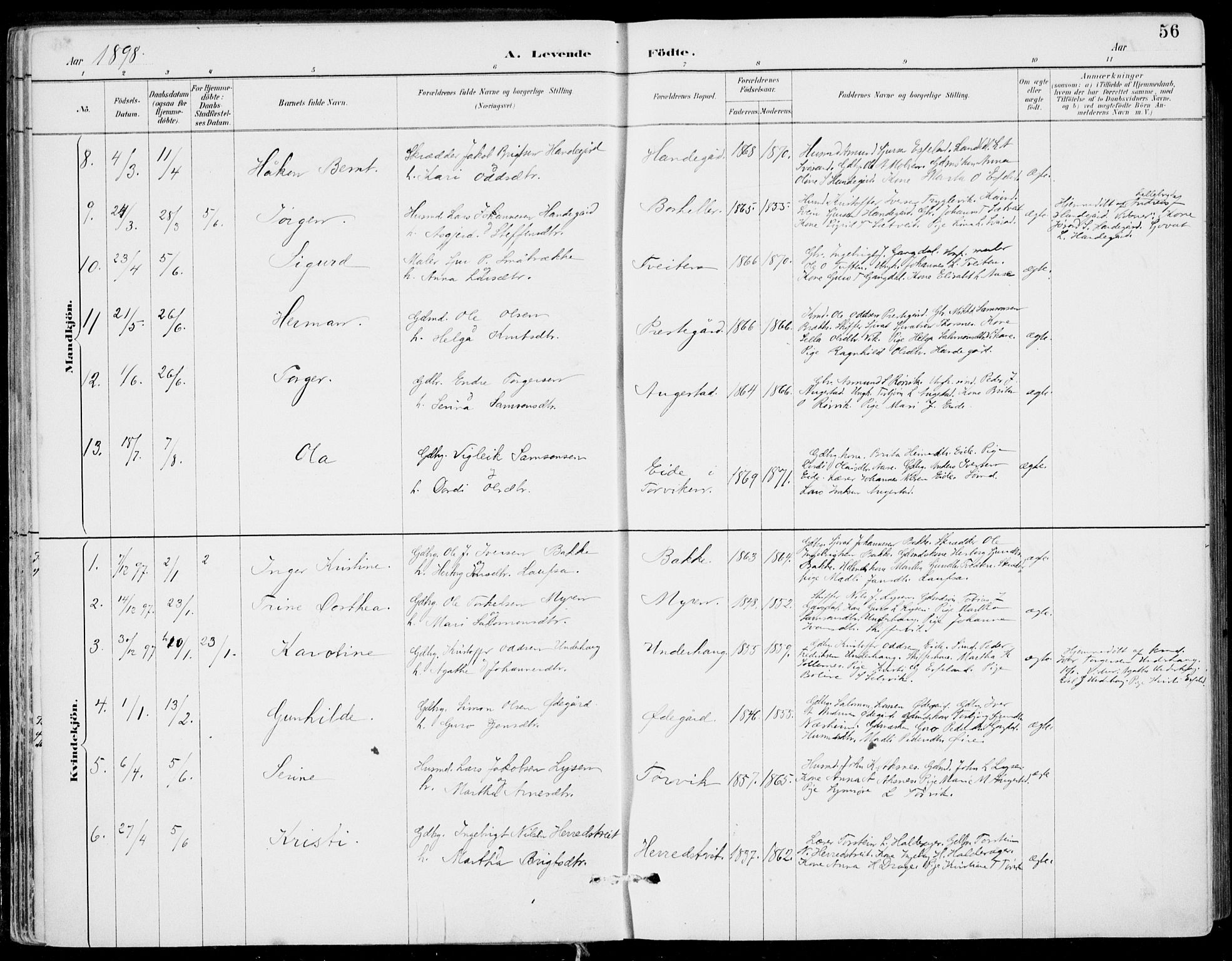 Strandebarm sokneprestembete, AV/SAB-A-78401/H/Haa: Parish register (official) no. E  1, 1886-1908, p. 56