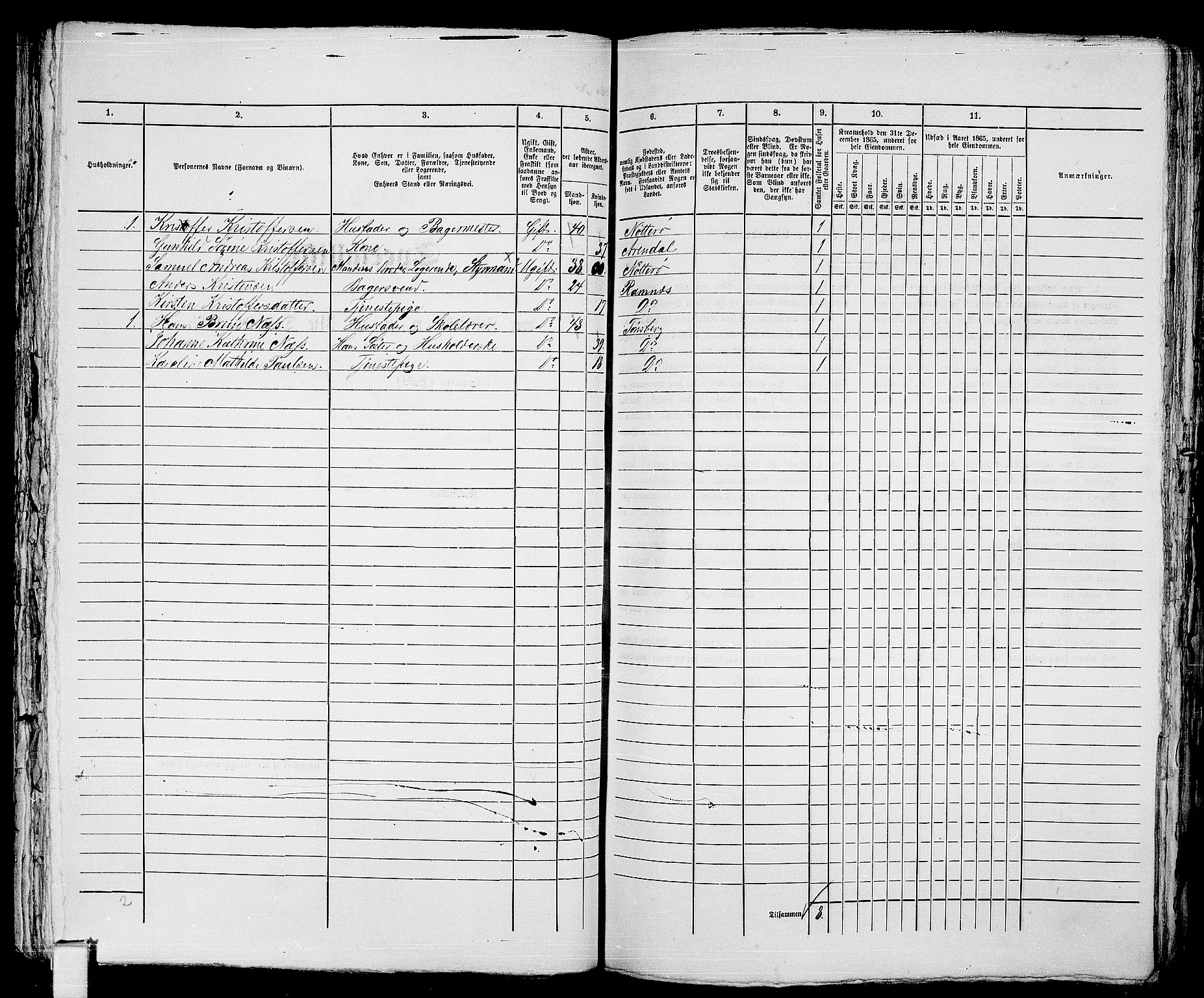 RA, 1865 census for Tønsberg, 1865, p. 451