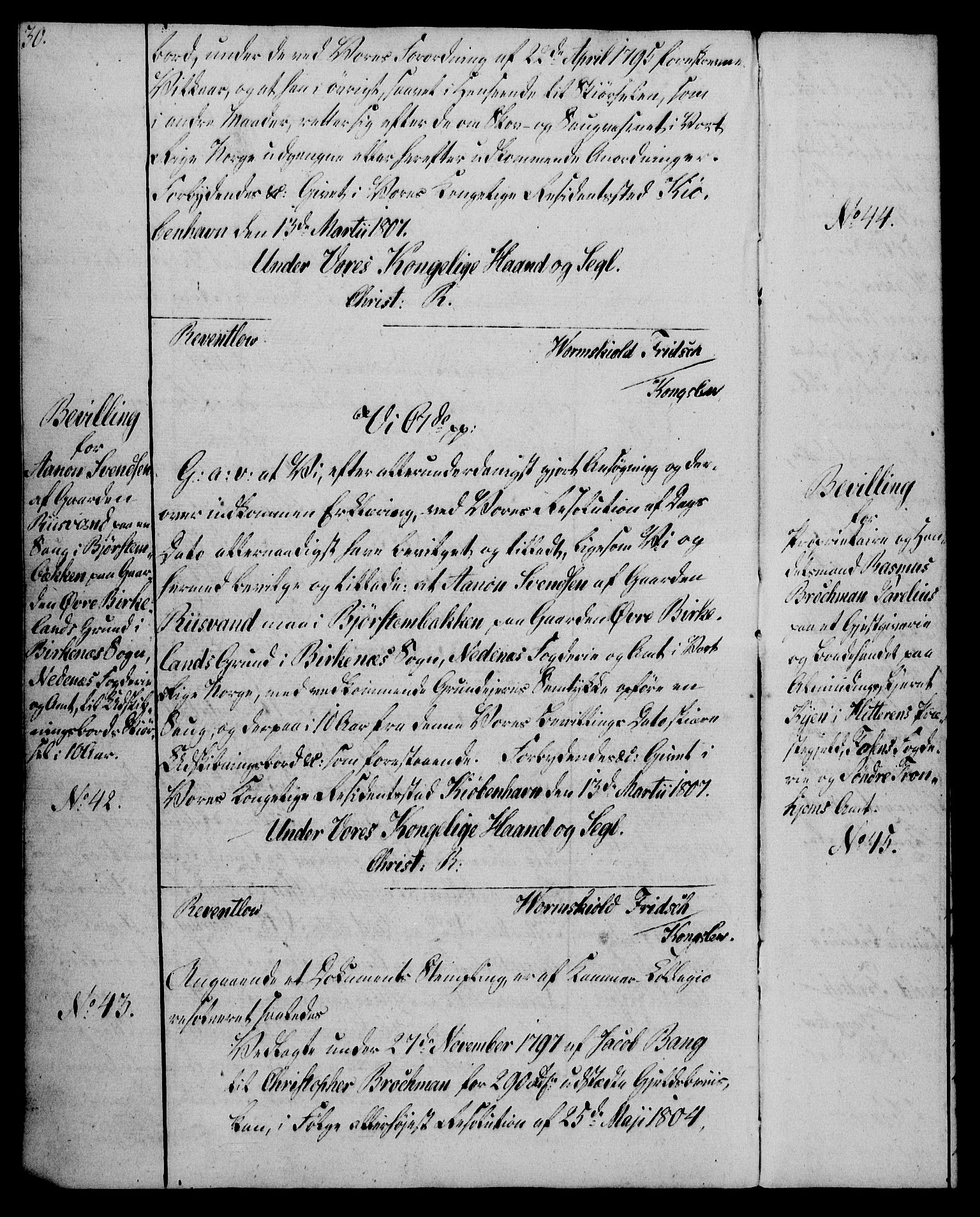 Rentekammeret, Kammerkanselliet, RA/EA-3111/G/Gg/Gga/L0019: Norsk ekspedisjonsprotokoll med register (merket RK 53.19), 1807-1810, p. 30