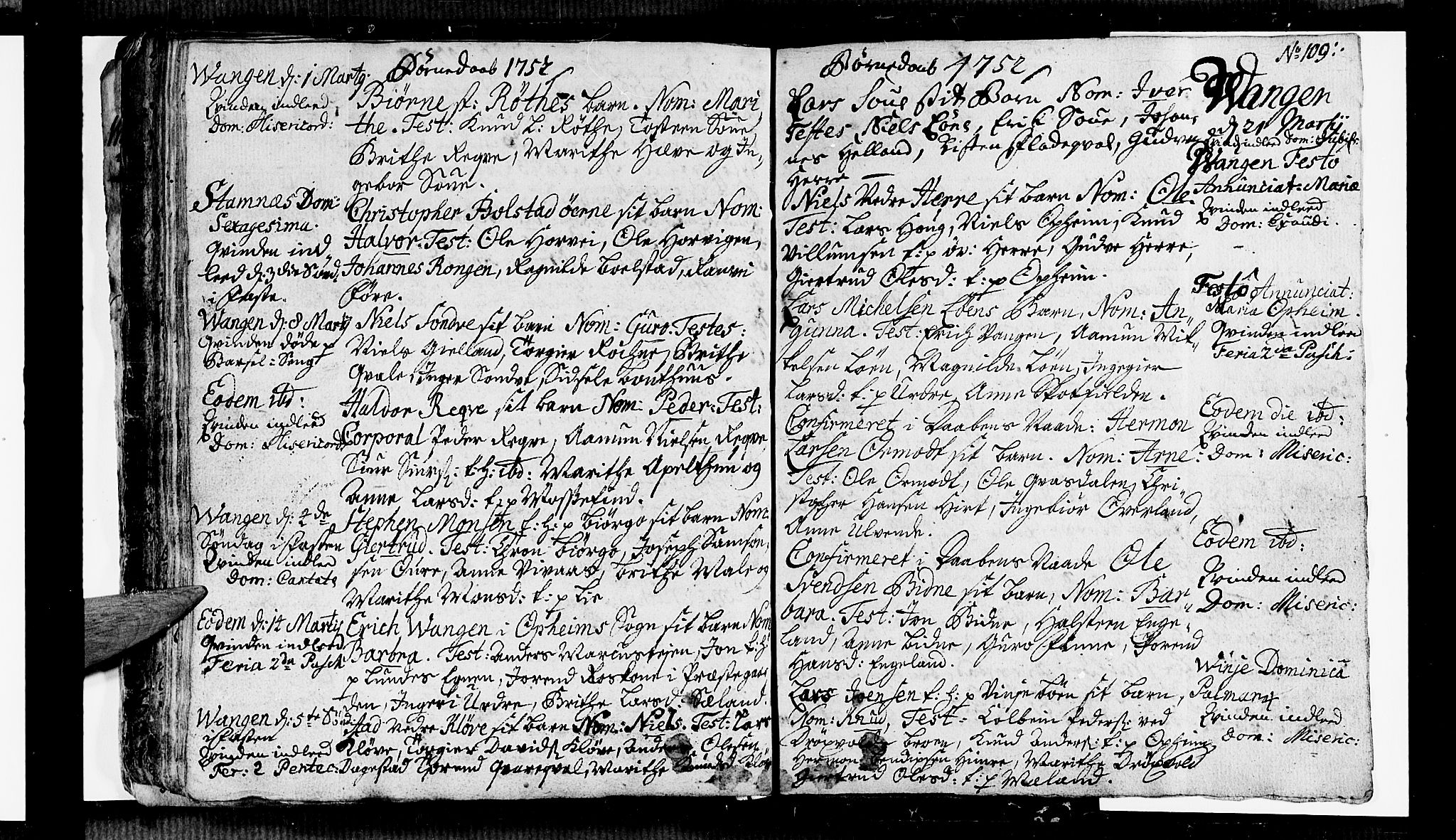 Voss sokneprestembete, AV/SAB-A-79001/H/Haa: Parish register (official) no. A 6, 1744-1752, p. 109