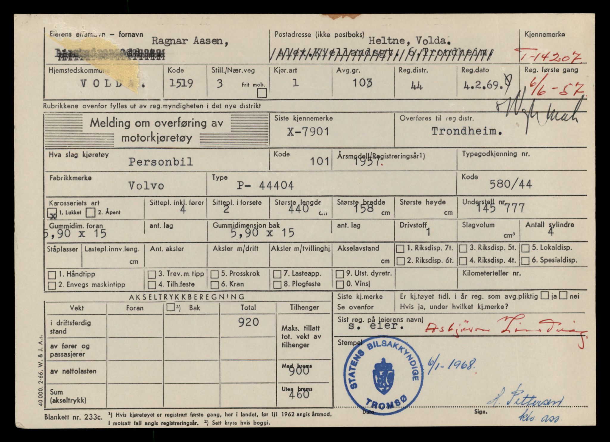 Møre og Romsdal vegkontor - Ålesund trafikkstasjon, AV/SAT-A-4099/F/Fe/L0044: Registreringskort for kjøretøy T 14205 - T 14319, 1927-1998, p. 43