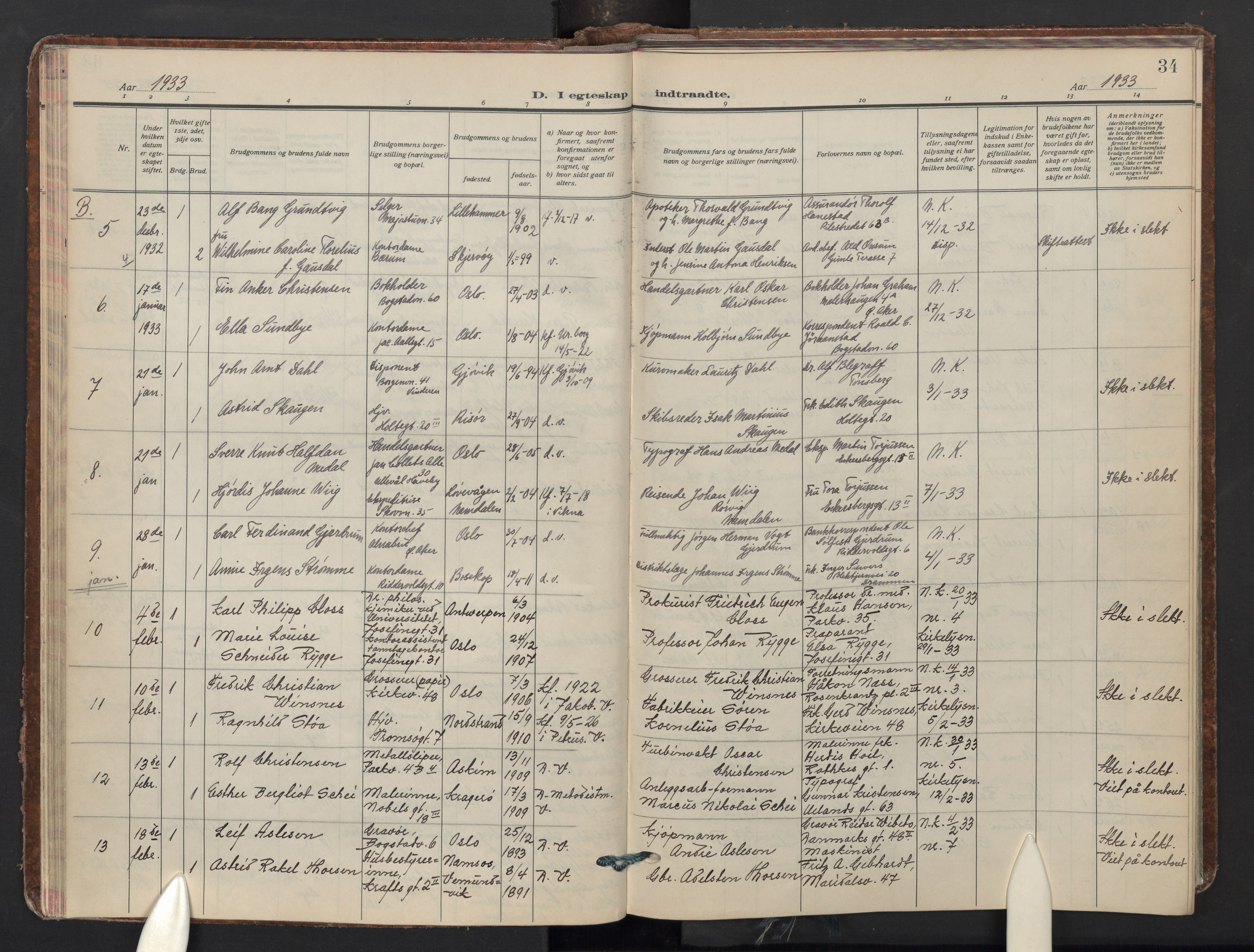 Uranienborg prestekontor Kirkebøker, AV/SAO-A-10877/F/Fa/L0017: Parish register (official) no. I 17, 1930-1940, p. 34