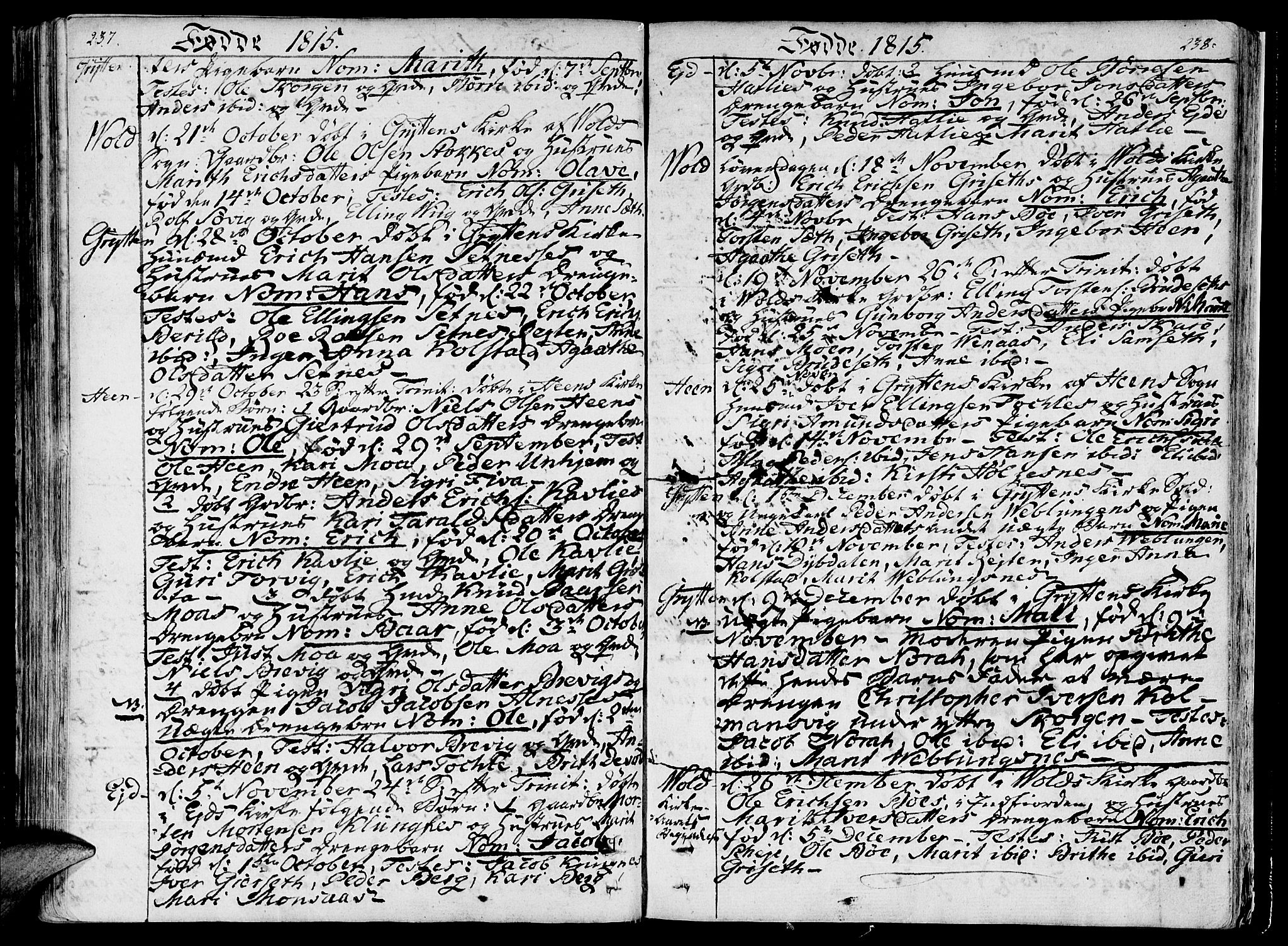 Ministerialprotokoller, klokkerbøker og fødselsregistre - Møre og Romsdal, AV/SAT-A-1454/544/L0570: Parish register (official) no. 544A03, 1807-1817, p. 237-238