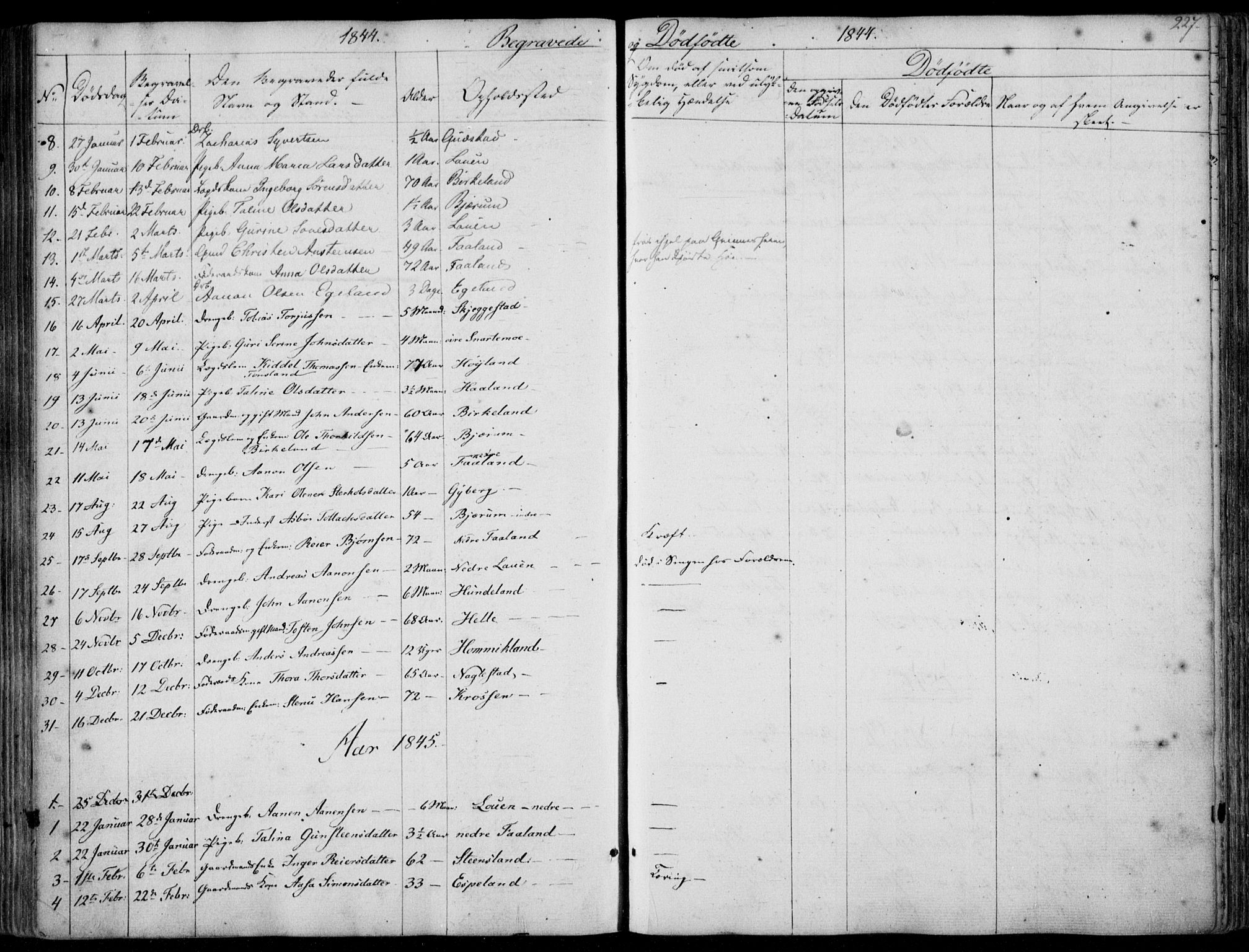 Hægebostad sokneprestkontor, SAK/1111-0024/F/Fa/Faa/L0004: Parish register (official) no. A 4, 1834-1864, p. 227