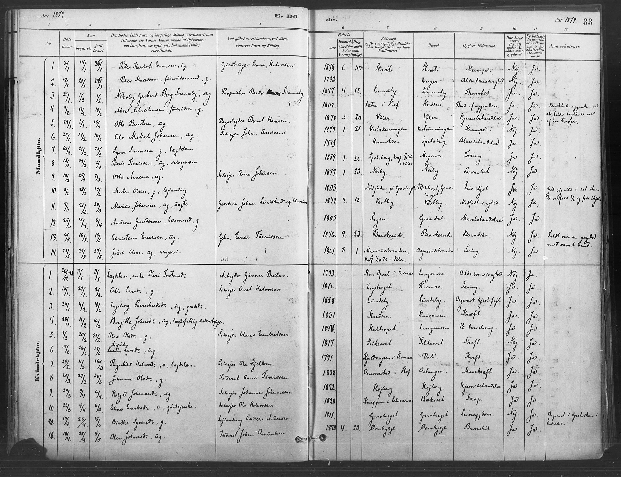 Våler prestekontor, Hedmark, AV/SAH-PREST-040/H/Ha/Haa/L0004: Parish register (official) no. 4, 1879-1893, p. 33