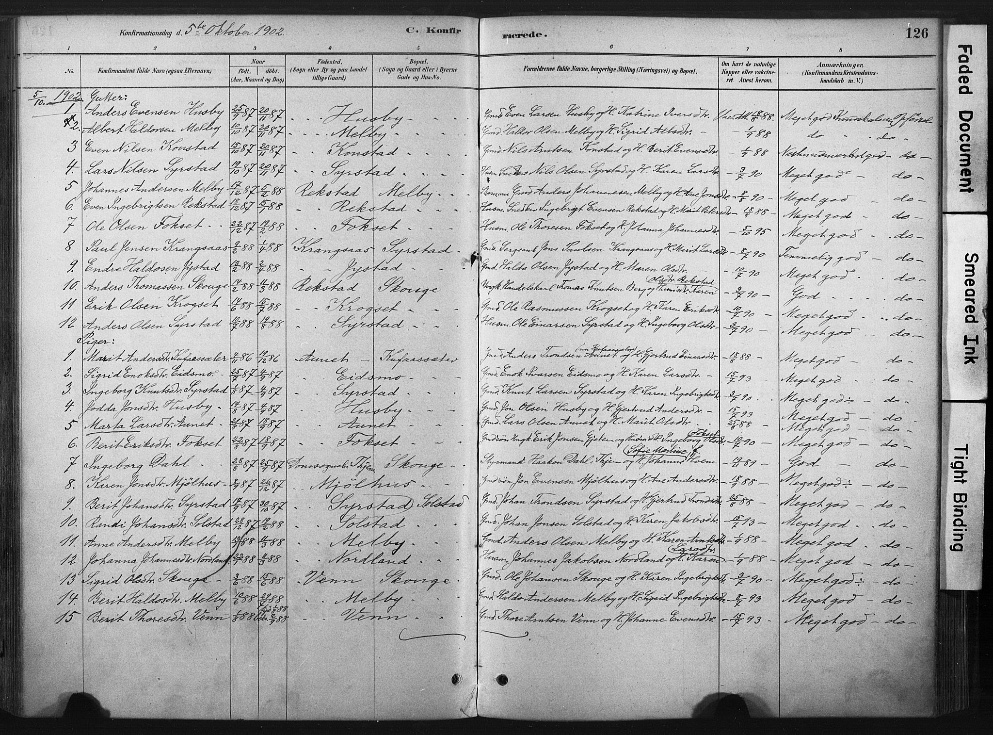Ministerialprotokoller, klokkerbøker og fødselsregistre - Sør-Trøndelag, SAT/A-1456/667/L0795: Parish register (official) no. 667A03, 1879-1907, p. 126