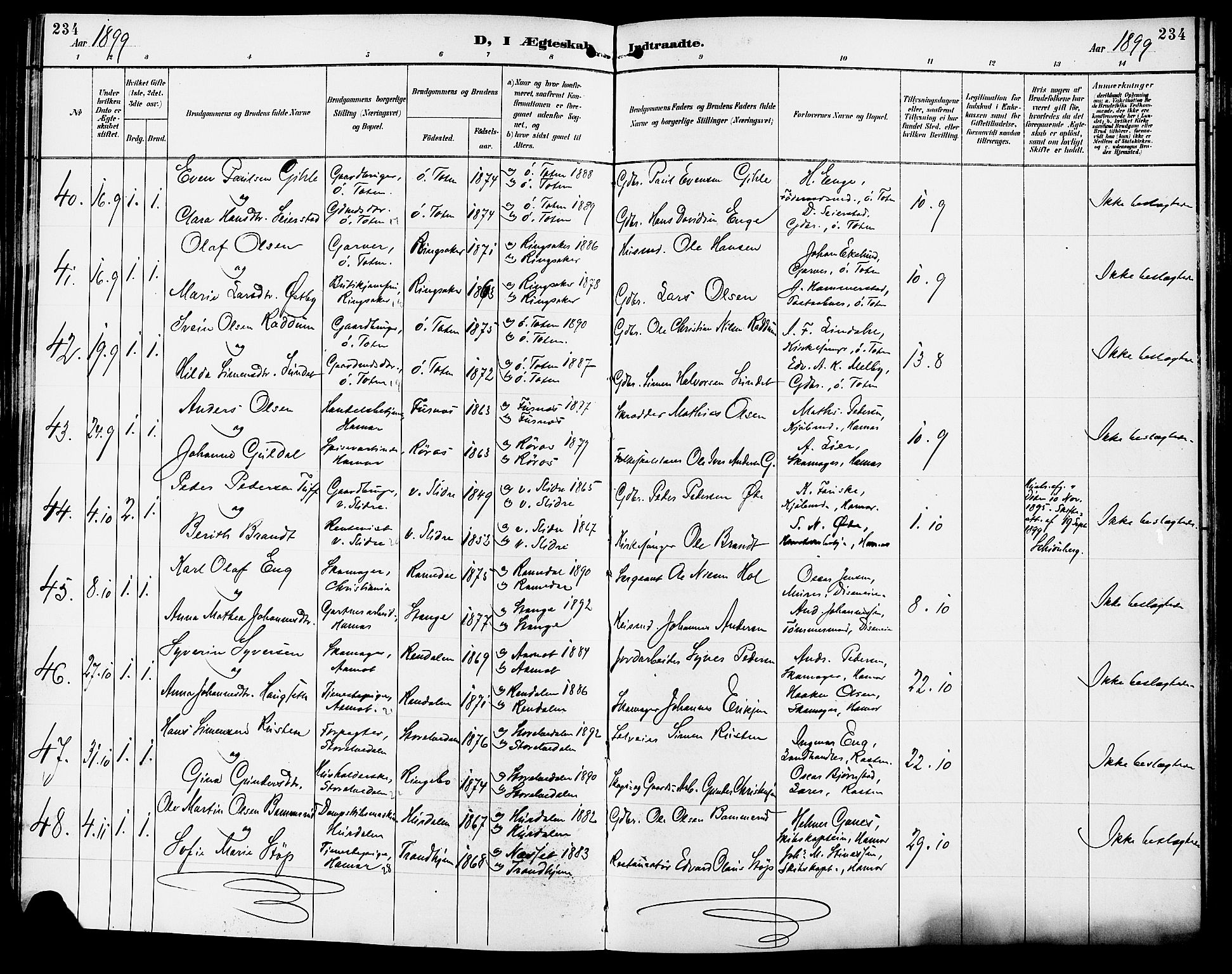 Vang prestekontor, Hedmark, AV/SAH-PREST-008/H/Ha/Haa/L0017: Parish register (official) no. 17, 1890-1899, p. 234