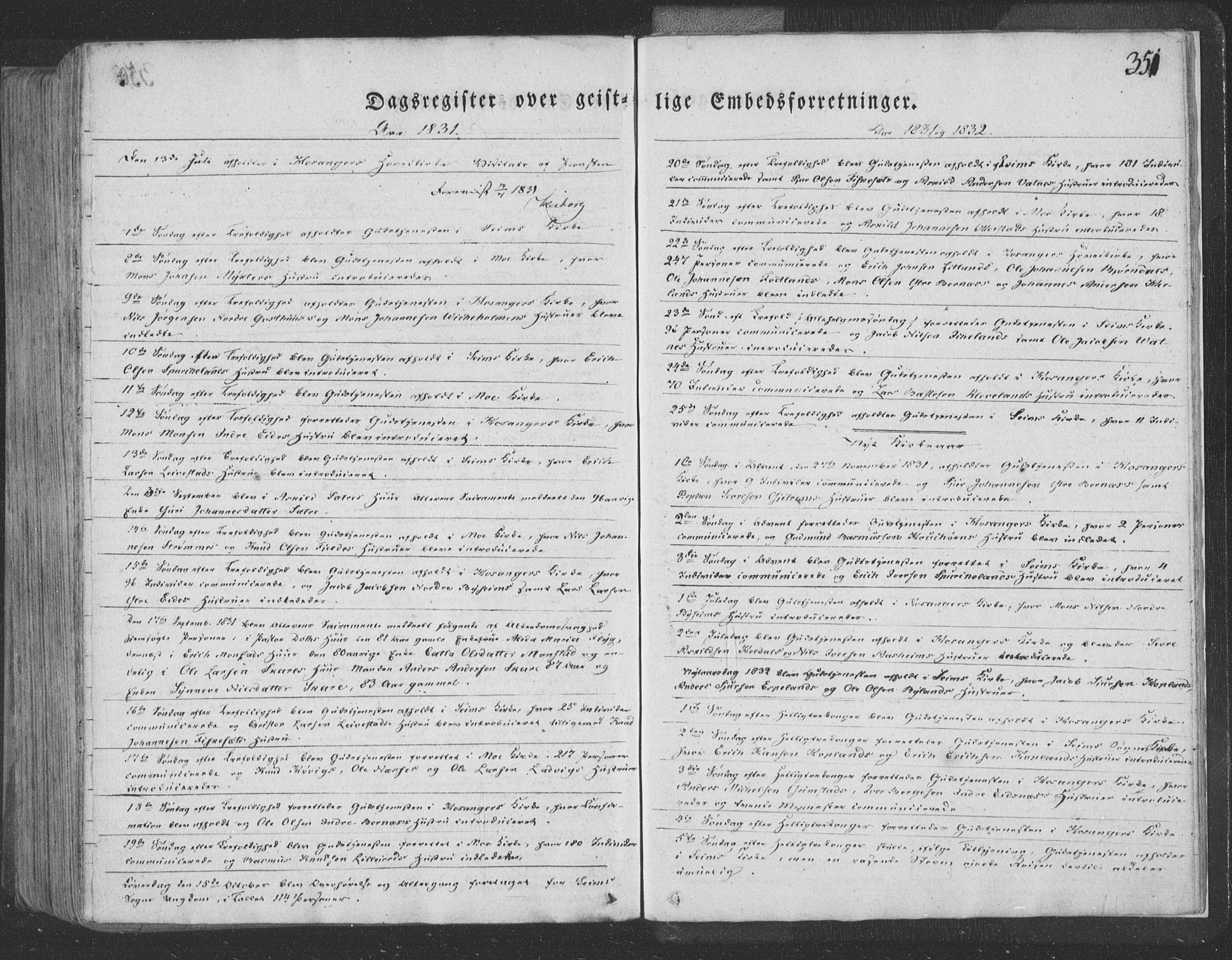Hosanger sokneprestembete, SAB/A-75801/H/Haa: Parish register (official) no. A 6, 1824-1835, p. 351