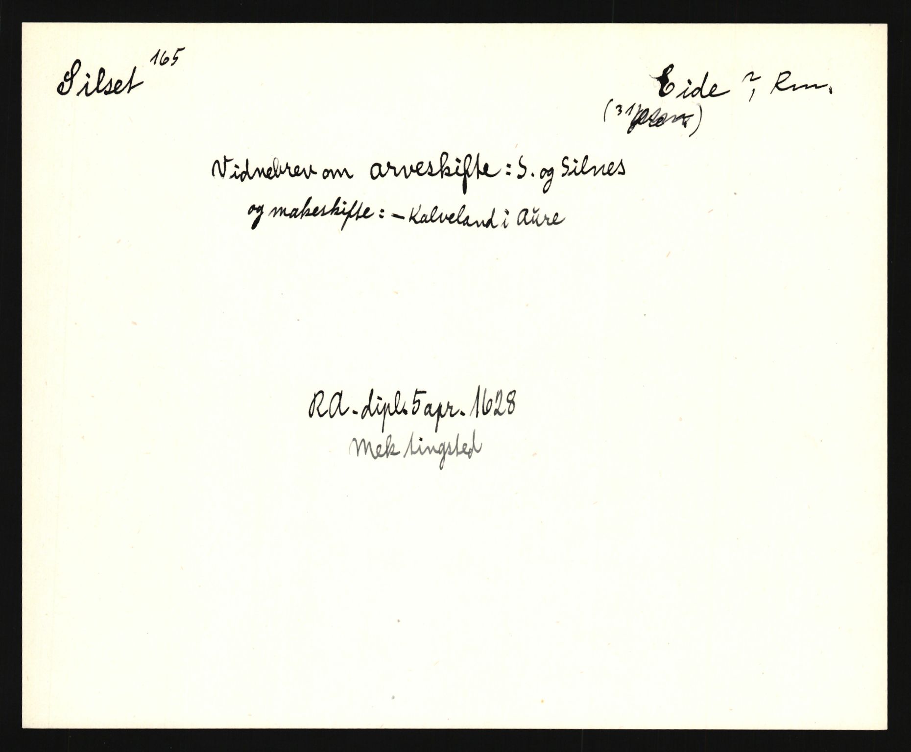 Riksarkivets diplomsamling, AV/RA-EA-5965/F35/F35e/L0031: Registreringssedler Møre og Romsdal, 1400-1700, p. 559