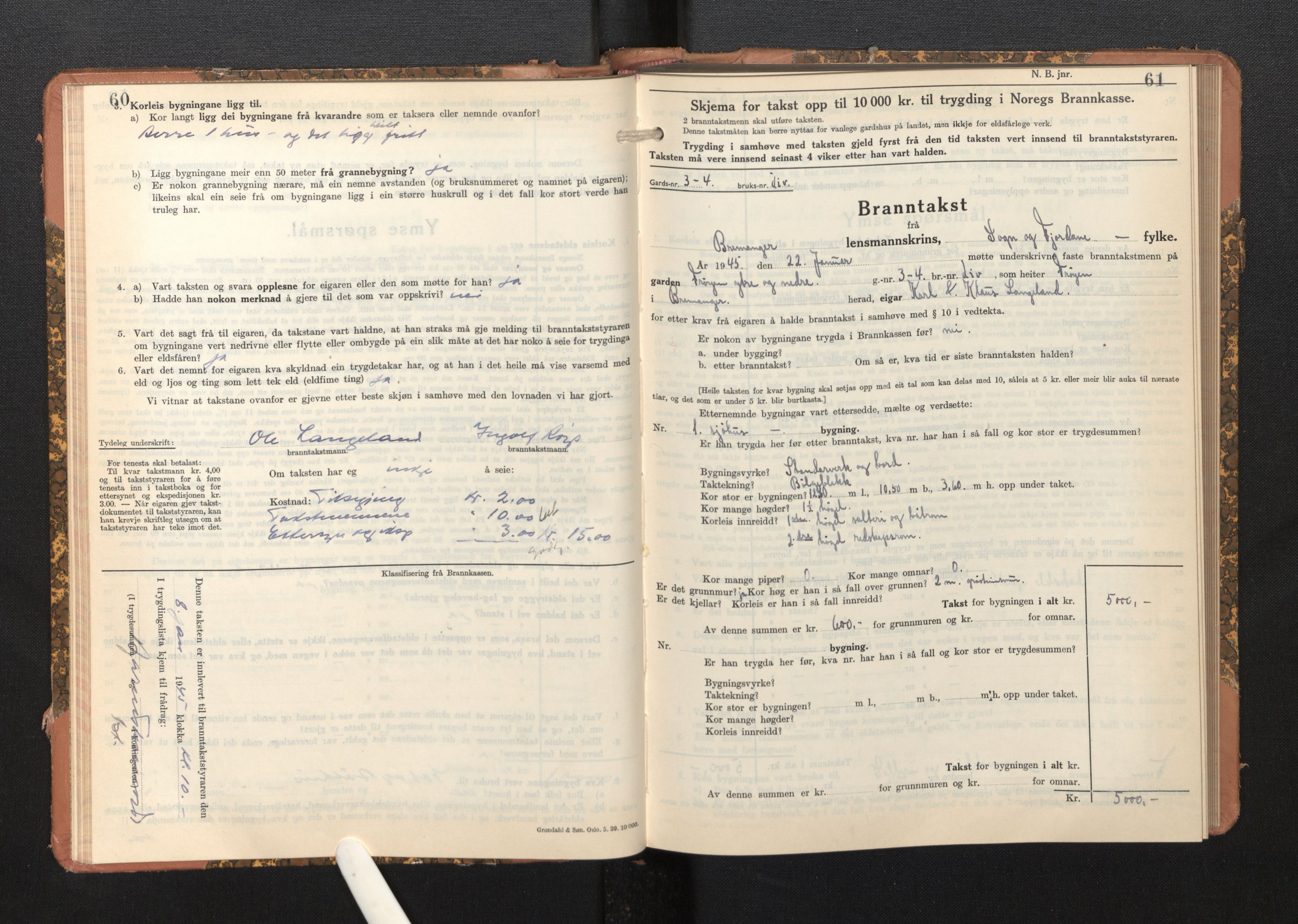 Lensmannen i Bremanger, SAB/A-26701/0012/L0009: Branntakstprotokoll, skjematakst, 1943-1950, p. 60-61