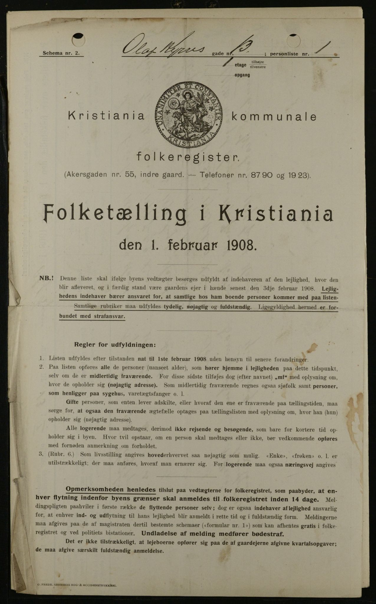 OBA, Municipal Census 1908 for Kristiania, 1908, p. 67635