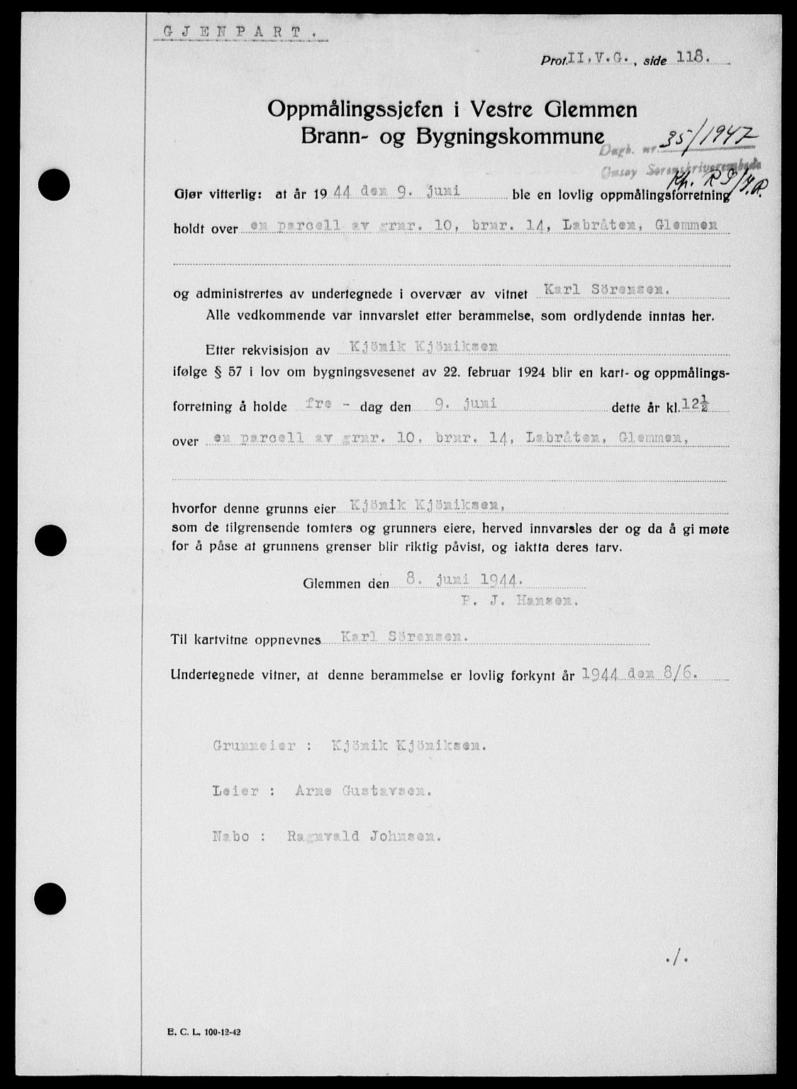 Onsøy sorenskriveri, SAO/A-10474/G/Ga/Gab/L0018: Mortgage book no. II A-18, 1946-1947, Diary no: : 35/1947