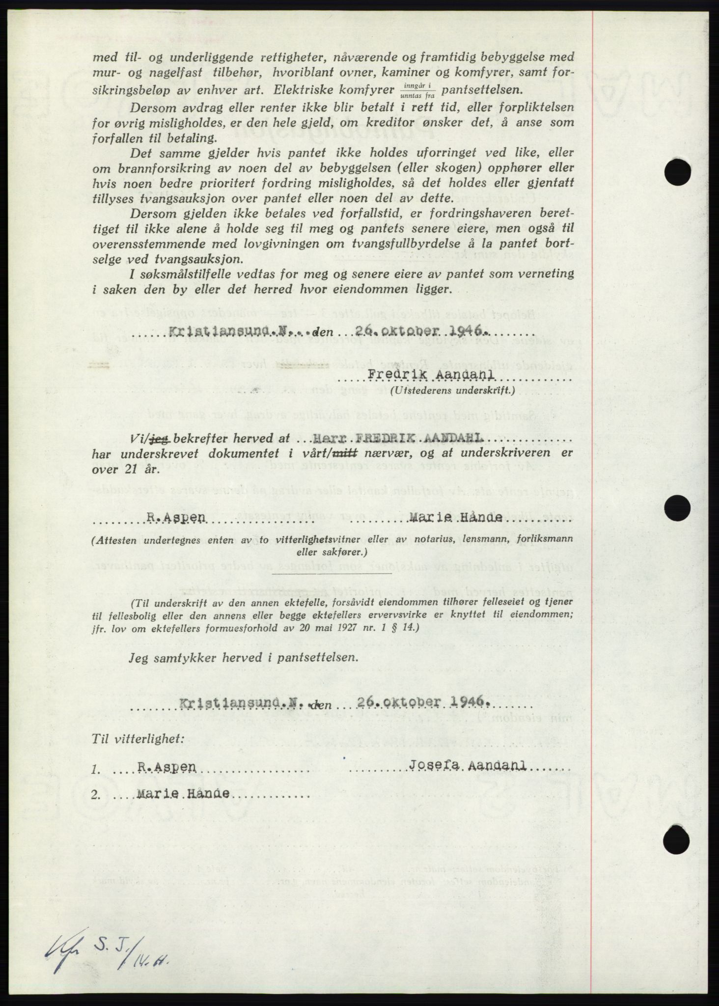 Nordmøre sorenskriveri, AV/SAT-A-4132/1/2/2Ca: Mortgage book no. B98, 1948-1948, Diary no: : 592/1948