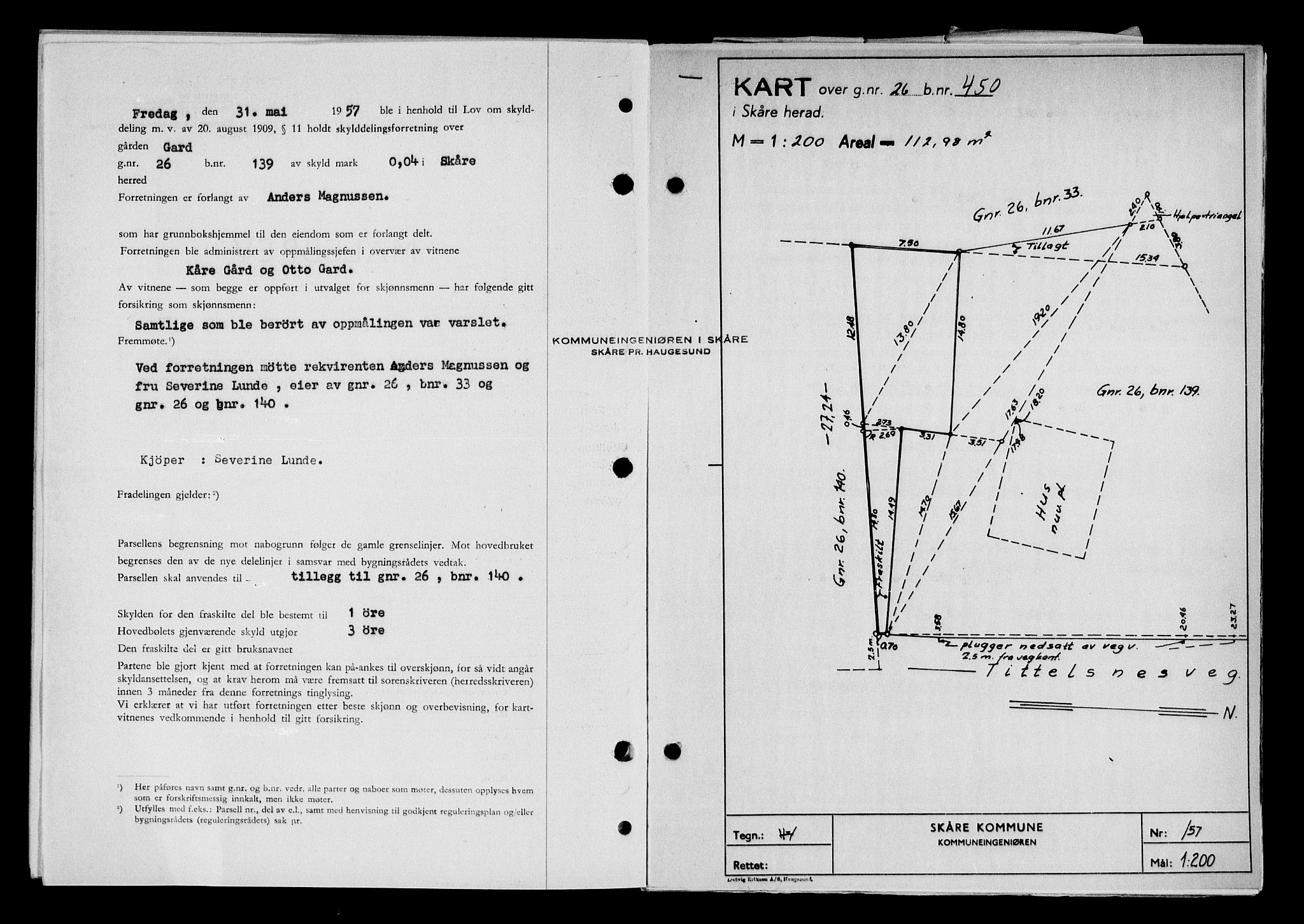 Karmsund sorenskriveri, AV/SAST-A-100311/01/II/IIB/L0125: Mortgage book no. 105A, 1957-1957, Diary no: : 2154/1957