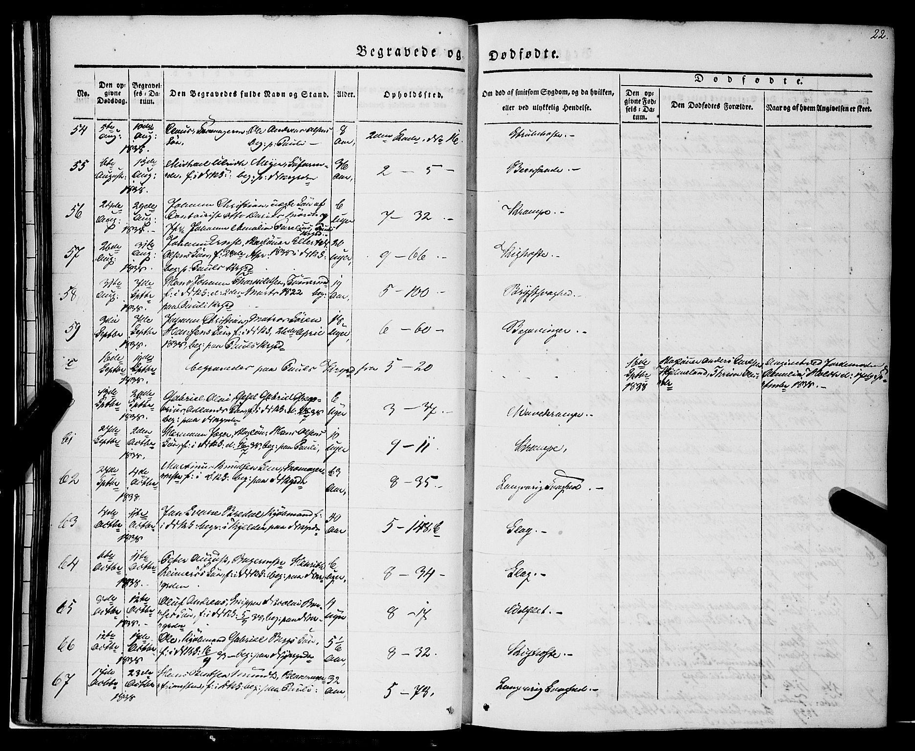 Nykirken Sokneprestembete, AV/SAB-A-77101/H/Haa/L0041: Parish register (official) no. E 1, 1833-1850, p. 22