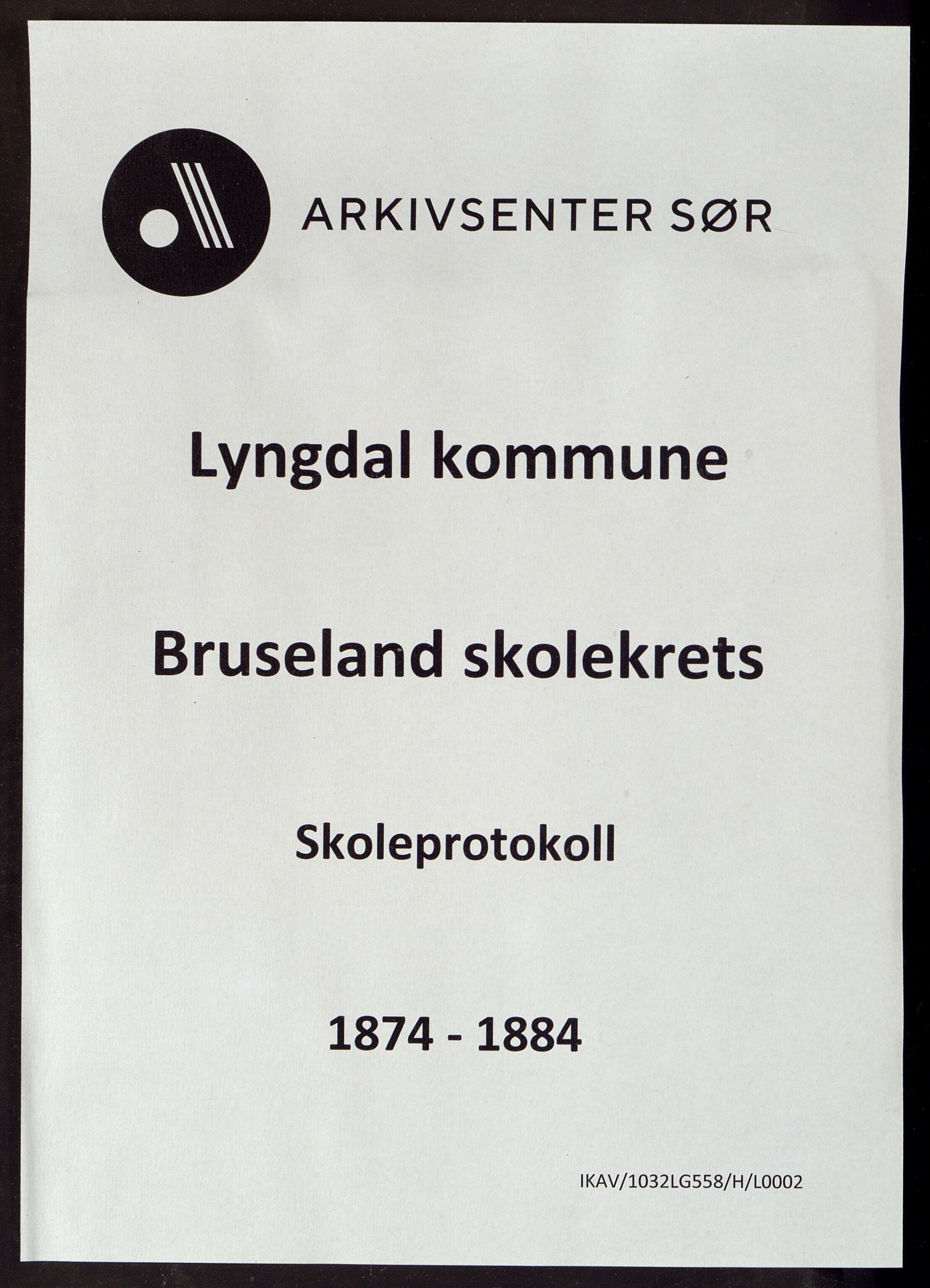 Lyngdal kommune - Bruseland Skolekrets, ARKSOR/1032LG558/H/L0002: Skoleprotokoll, 1874-1894