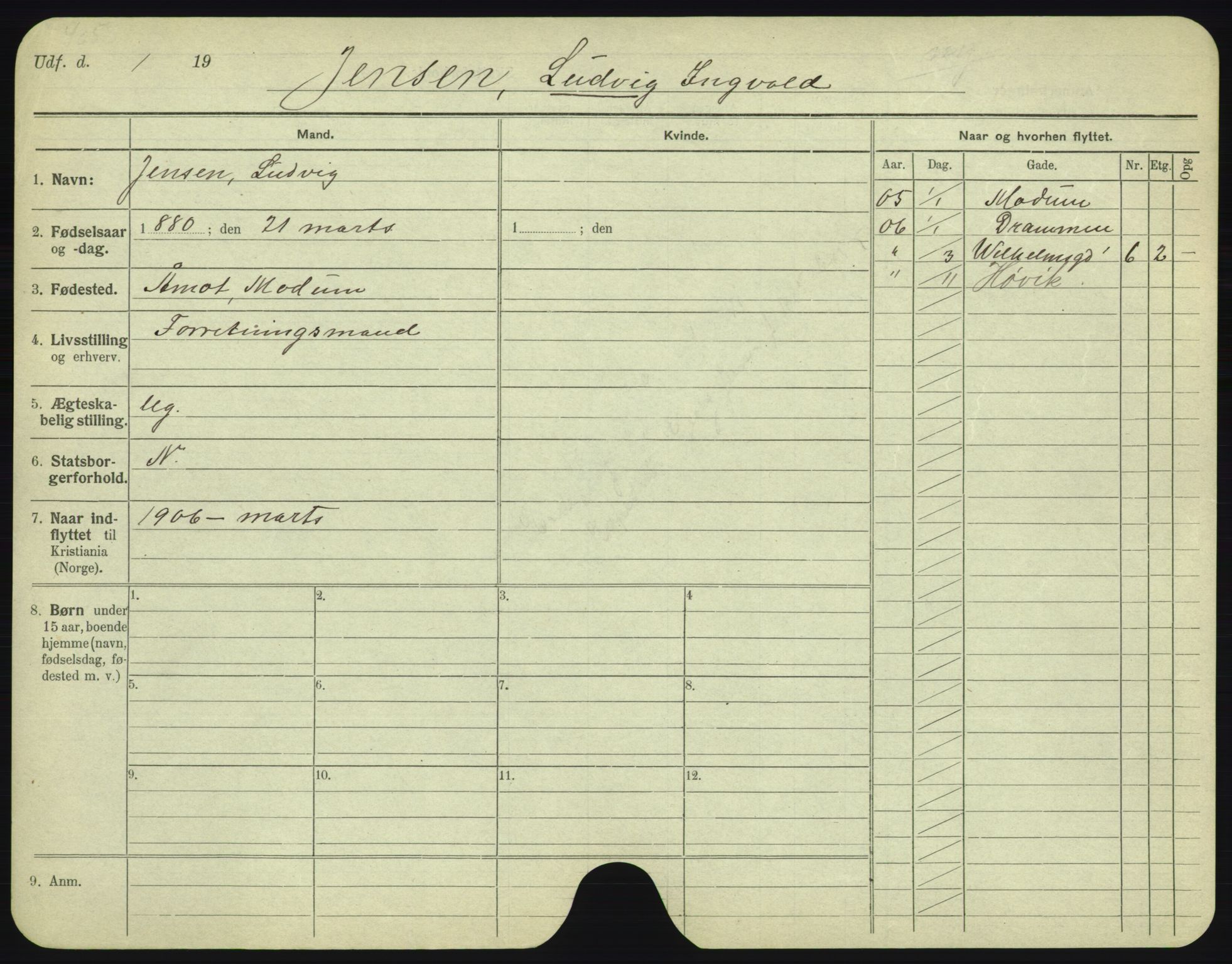 Oslo folkeregister, Registerkort, SAO/A-11715/F/Fa/Fac/L0005: Menn, 1906-1914, p. 348a