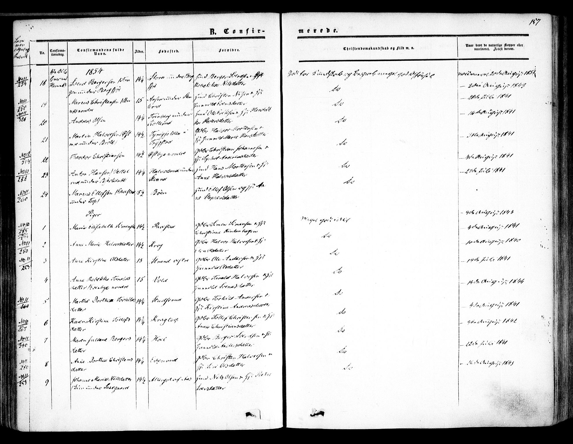 Høland prestekontor Kirkebøker, SAO/A-10346a/F/Fa/L0010: Parish register (official) no. I 10, 1854-1861, p. 157