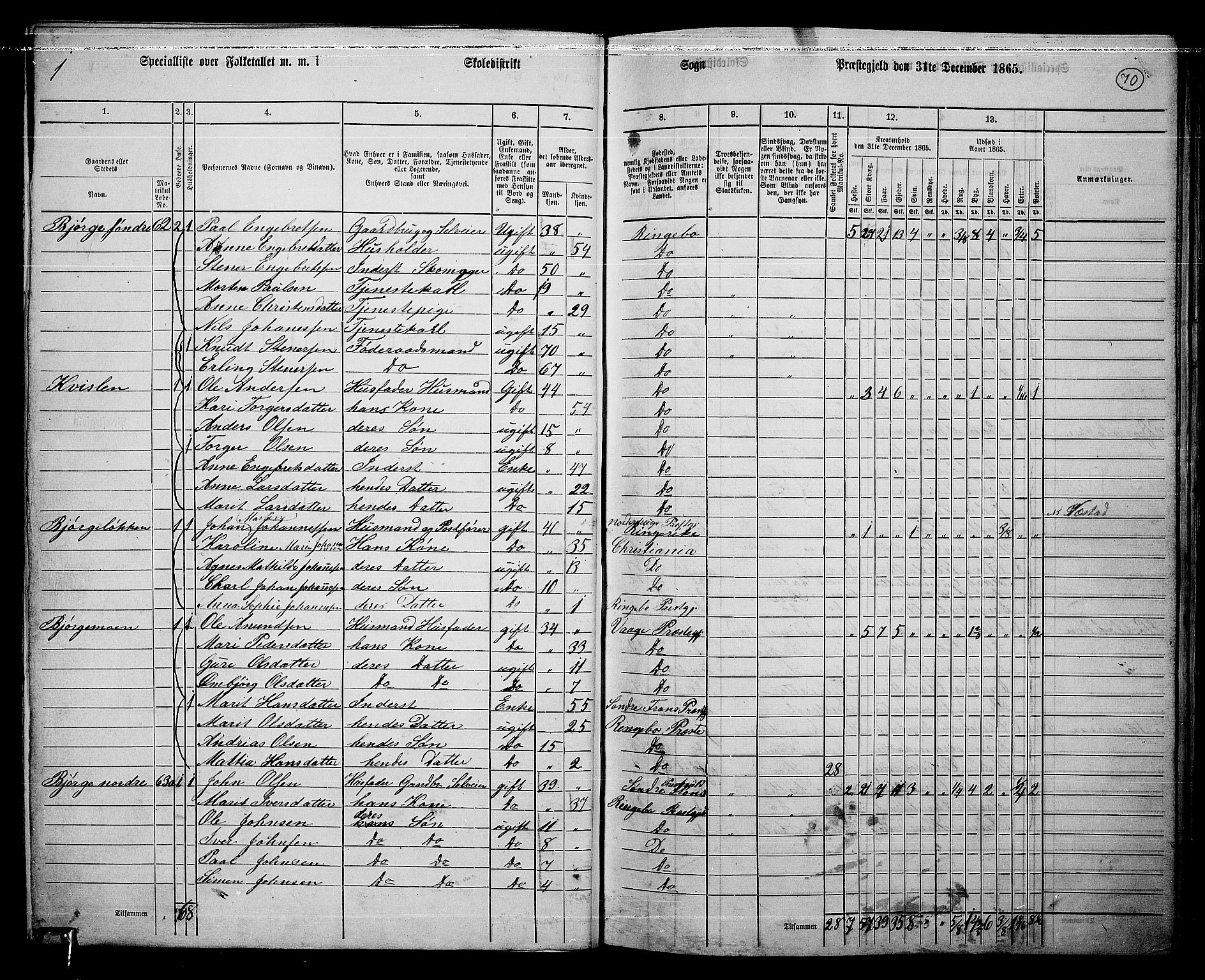 RA, 1865 census for Ringebu, 1865, p. 57