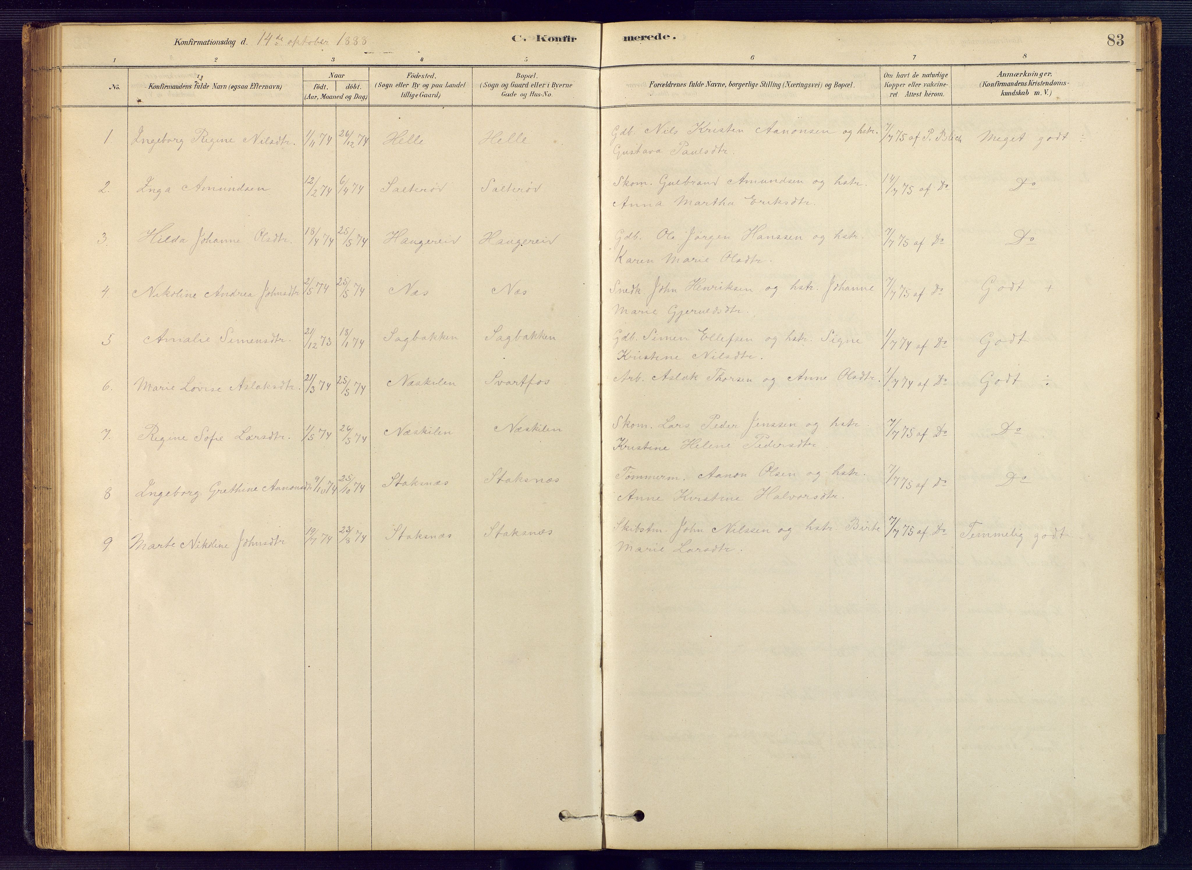 Austre Moland sokneprestkontor, SAK/1111-0001/F/Fb/Fbb/L0001: Parish register (copy) no. B 1, 1878-1904, p. 83
