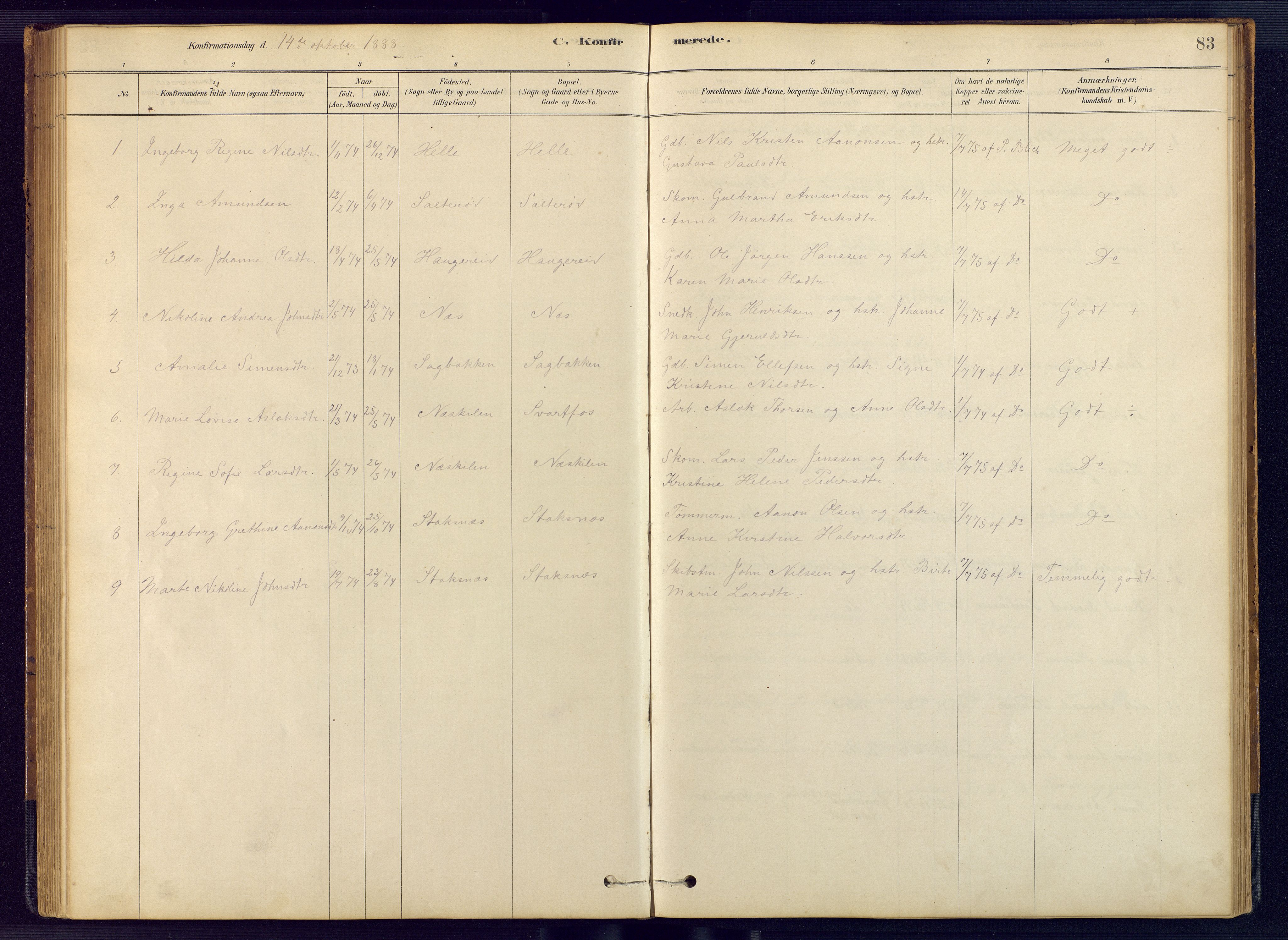 Austre Moland sokneprestkontor, AV/SAK-1111-0001/F/Fb/Fbb/L0001: Parish register (copy) no. B 1, 1878-1904, p. 83