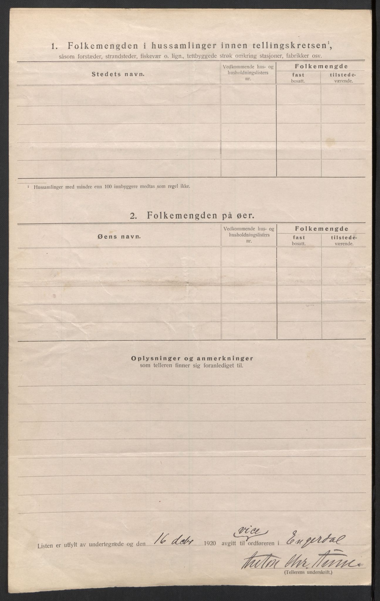 SAH, 1920 census for Engerdal, 1920, p. 26