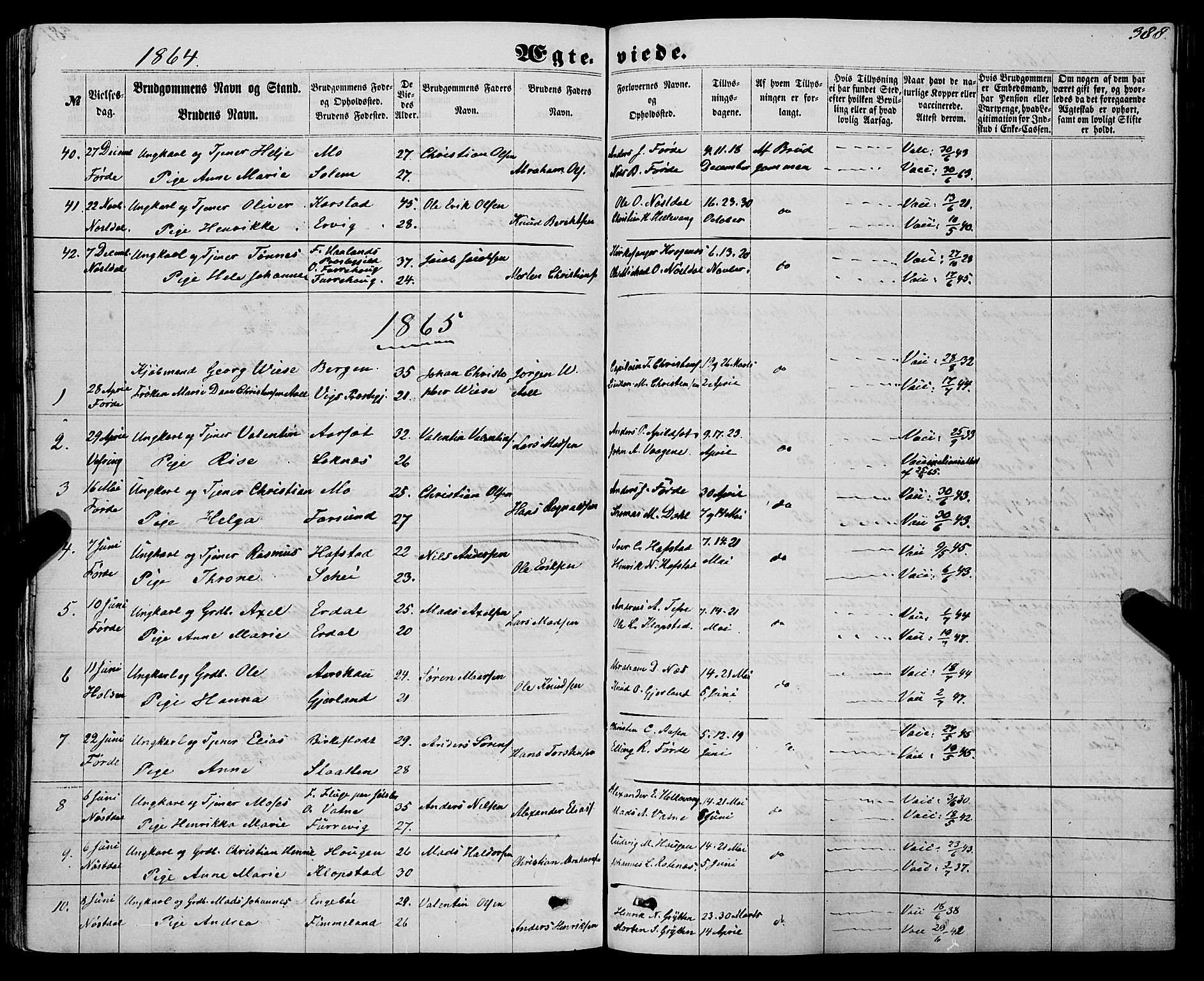Førde sokneprestembete, SAB/A-79901/H/Haa/Haaa/L0009: Parish register (official) no. A 9, 1861-1877, p. 388