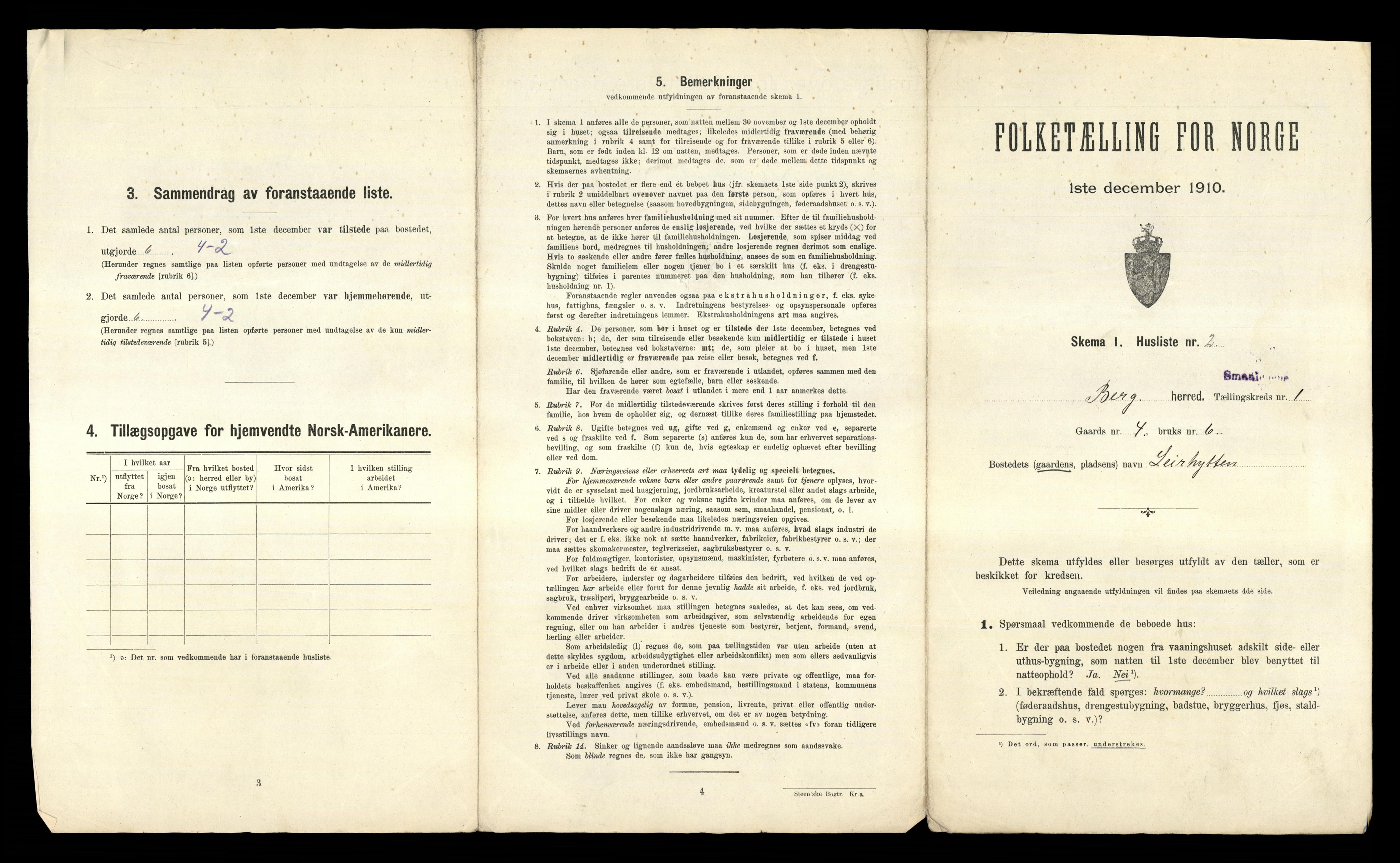 RA, 1910 census for Berg, 1910, p. 43