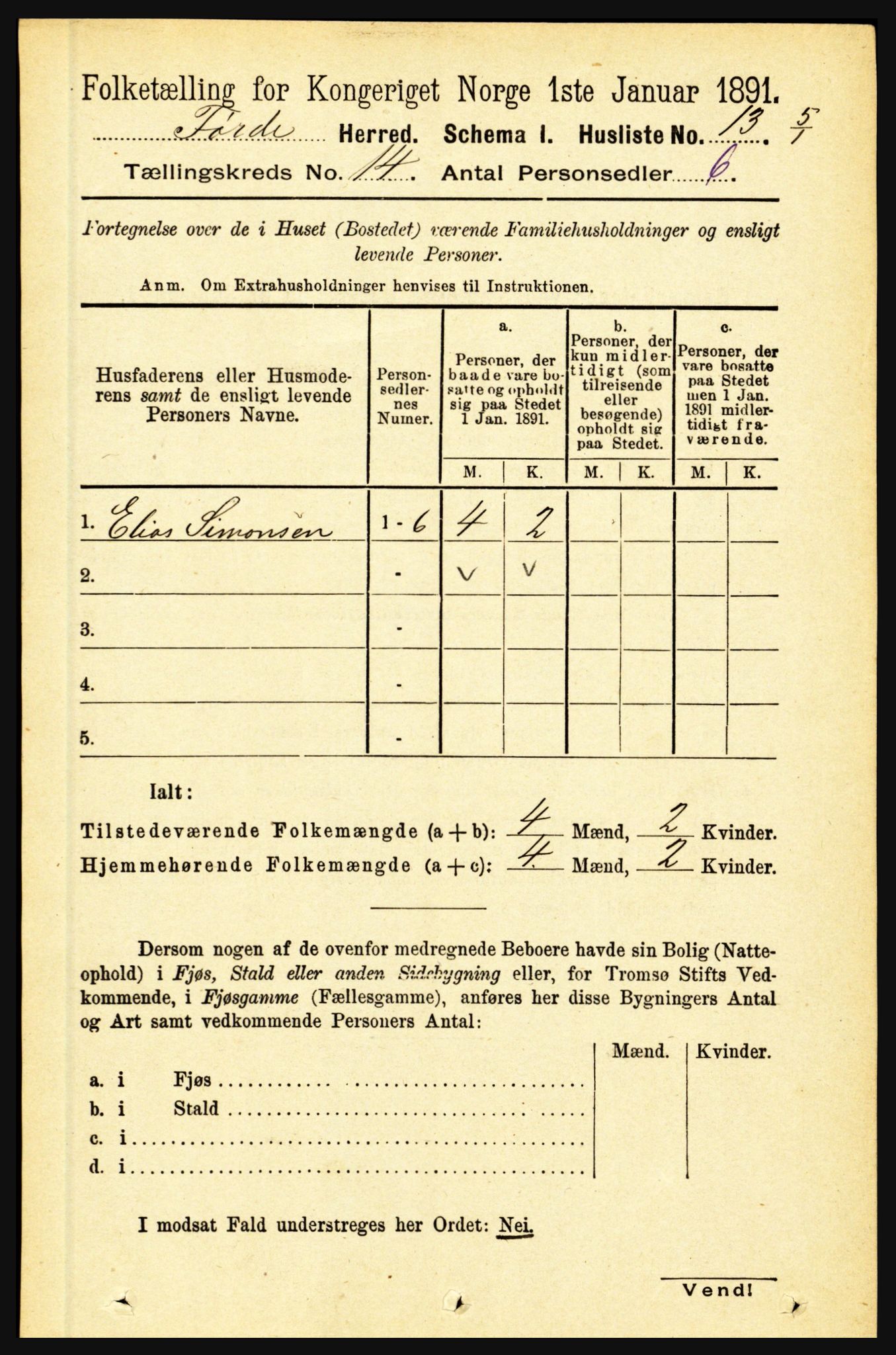 RA, 1891 census for 1432 Førde, 1891, p. 5072