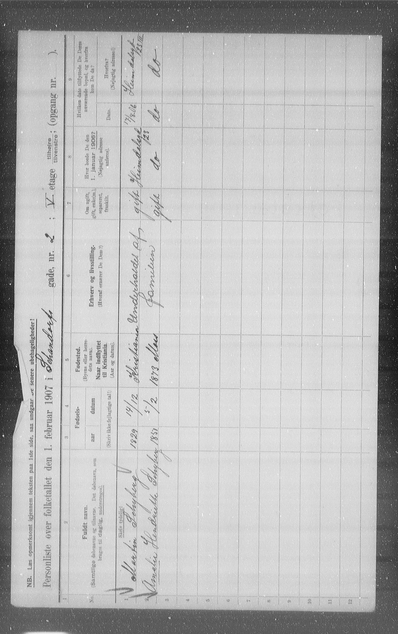 OBA, Municipal Census 1907 for Kristiania, 1907, p. 45816