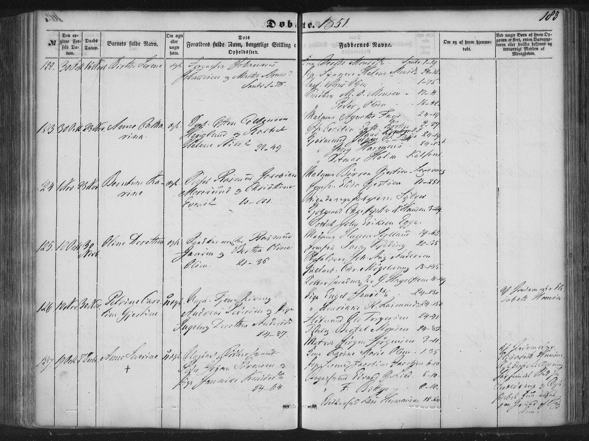 Korskirken sokneprestembete, AV/SAB-A-76101/H/Haa/L0017: Parish register (official) no. B 3, 1851-1857, p. 183