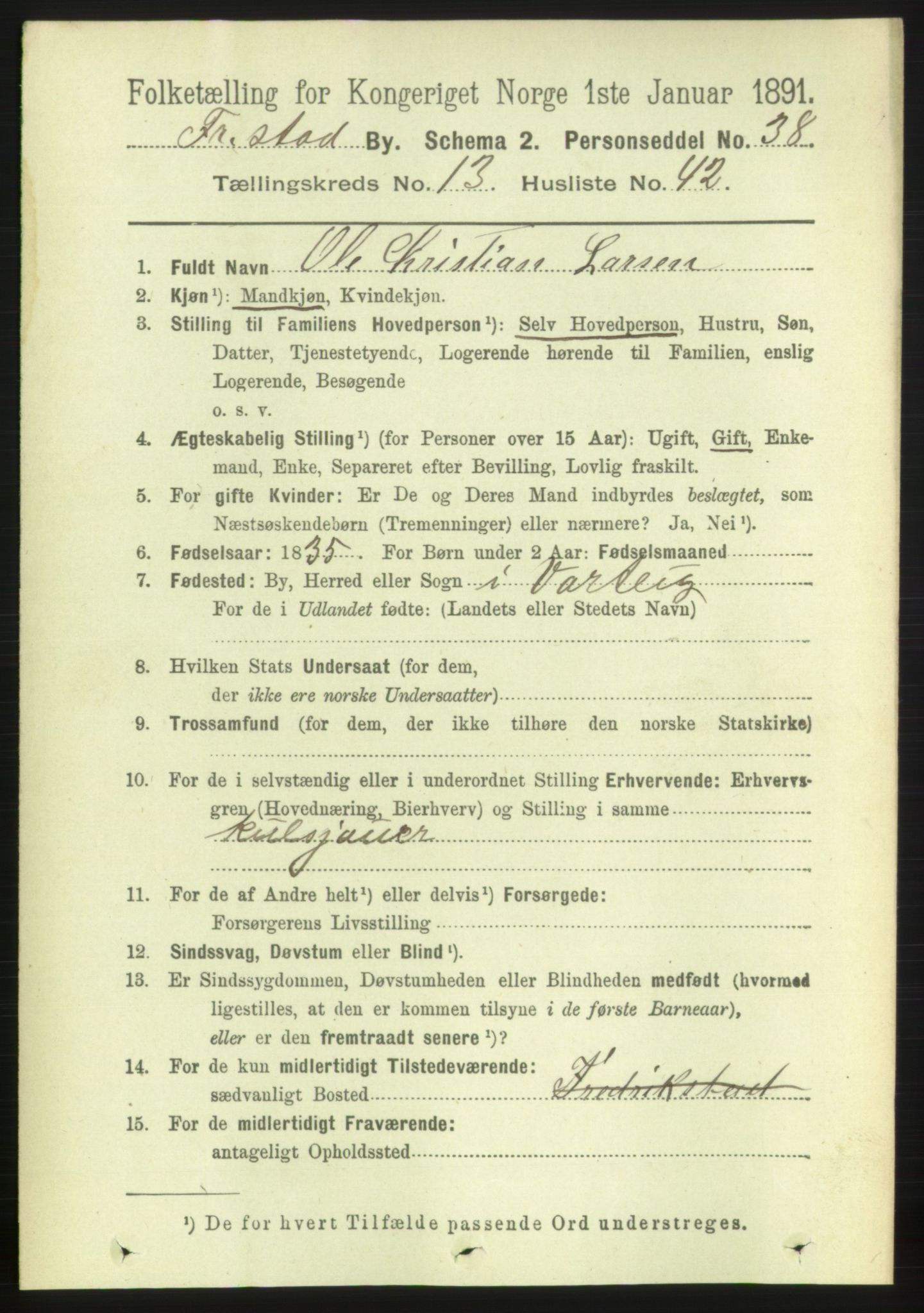 RA, 1891 census for 0103 Fredrikstad, 1891, p. 15027