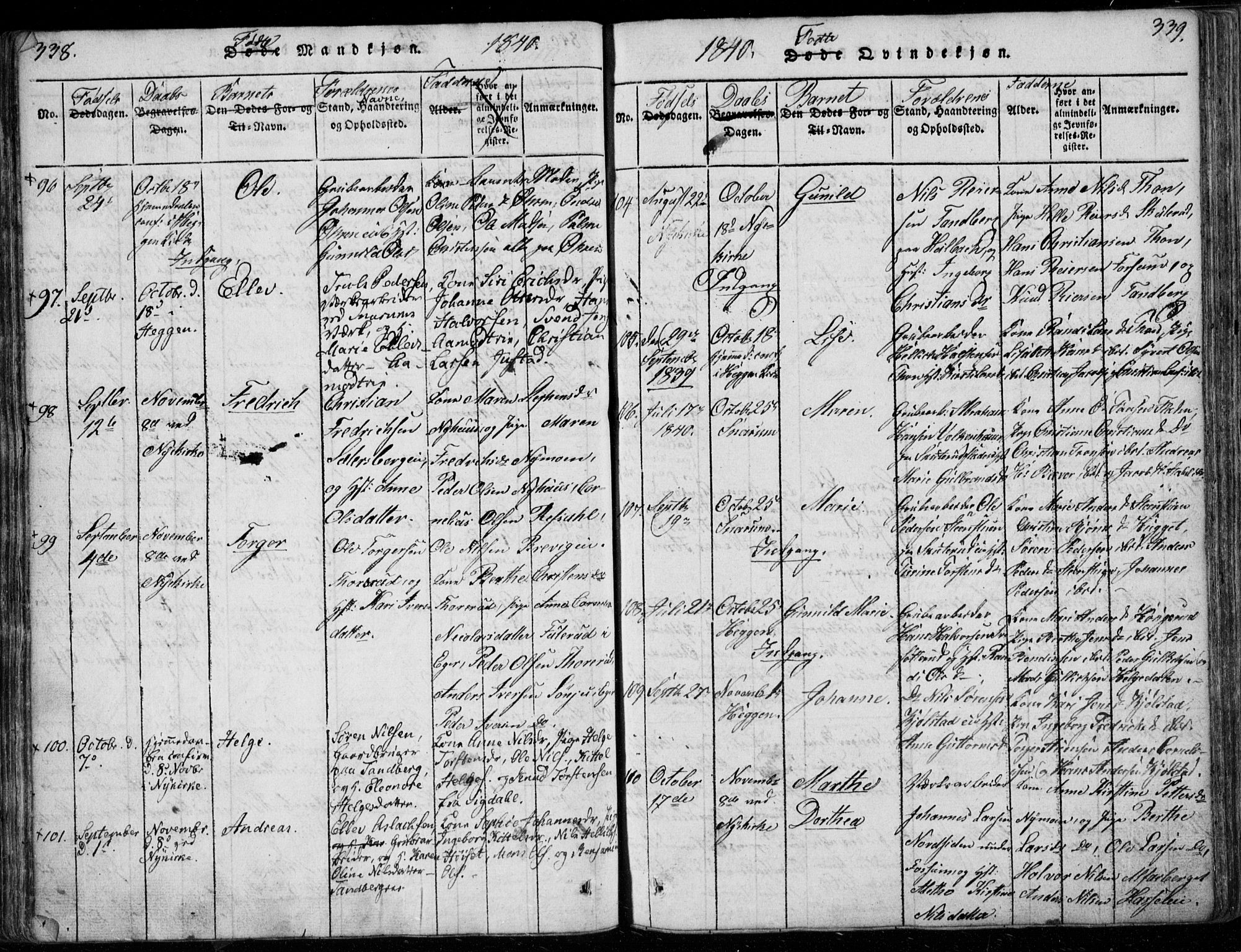 Modum kirkebøker, AV/SAKO-A-234/F/Fa/L0006: Parish register (official) no. 6, 1832-1841, p. 338-339