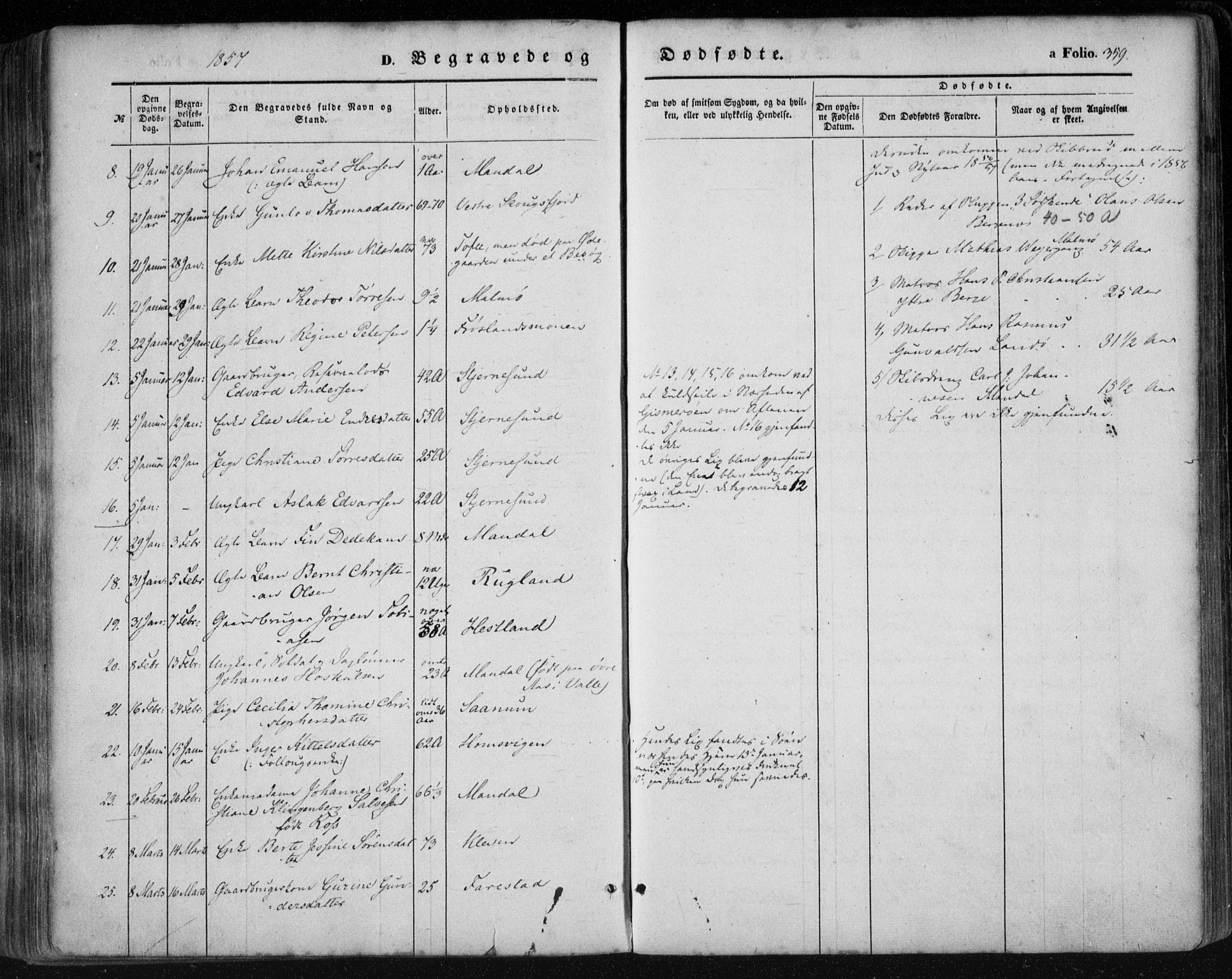 Mandal sokneprestkontor, AV/SAK-1111-0030/F/Fa/Faa/L0013: Parish register (official) no. A 13, 1847-1859, p. 359