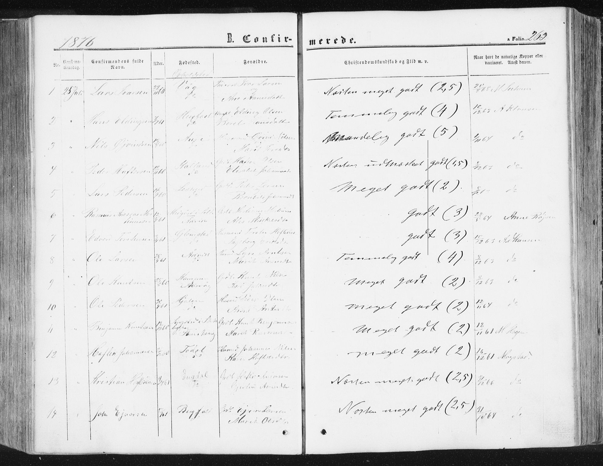 Ministerialprotokoller, klokkerbøker og fødselsregistre - Møre og Romsdal, SAT/A-1454/578/L0905: Parish register (official) no. 578A04, 1859-1877, p. 263