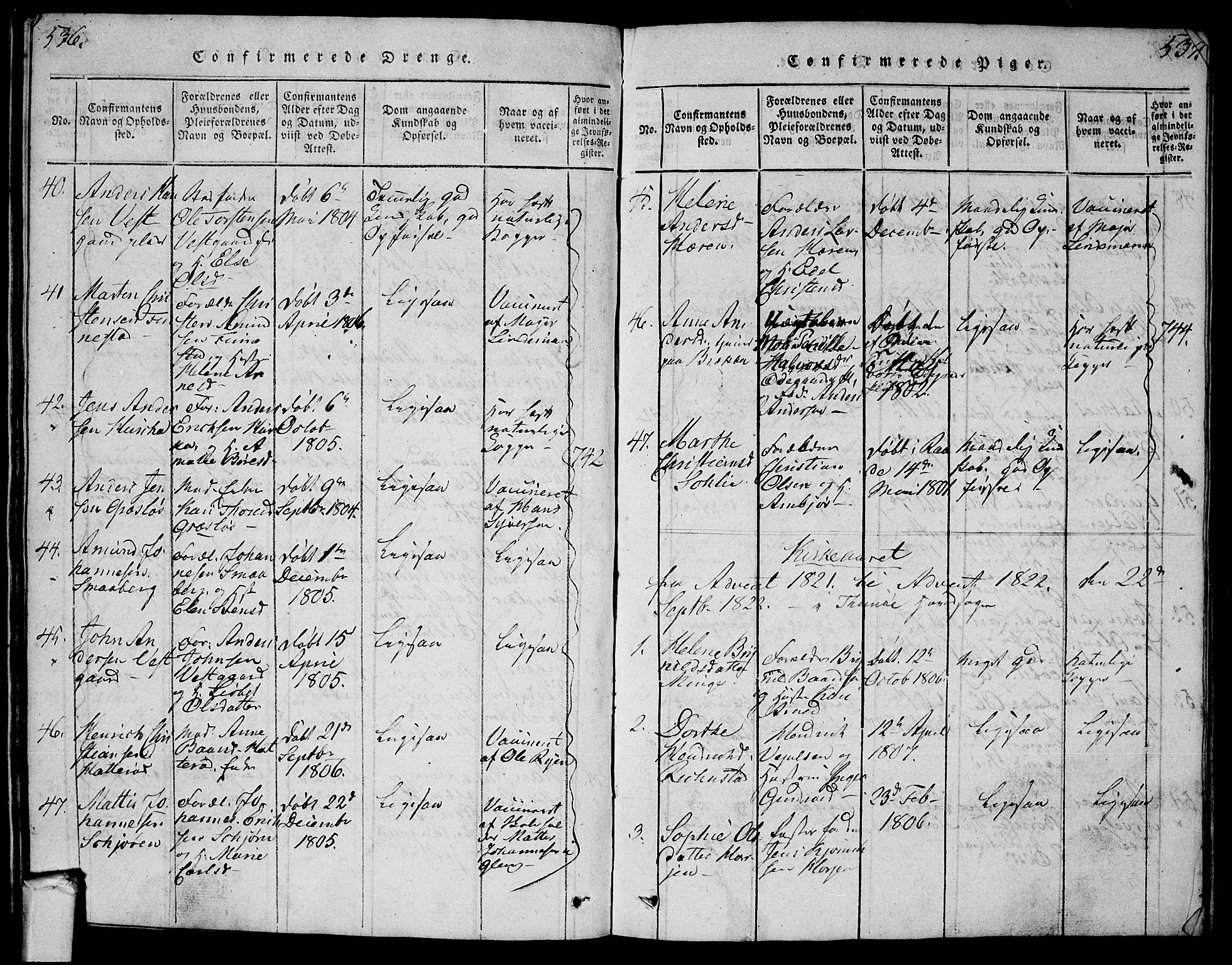 Tune prestekontor Kirkebøker, SAO/A-2007/G/Ga/L0001: Parish register (copy) no. I 1, 1815-1822, p. 536-537