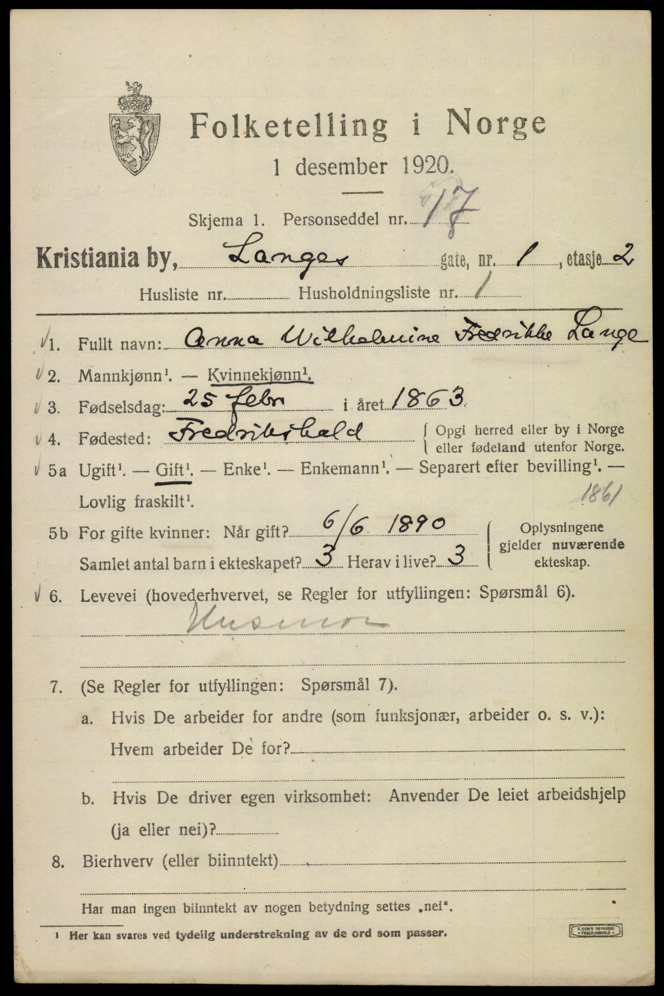 SAO, 1920 census for Kristiania, 1920, p. 358243