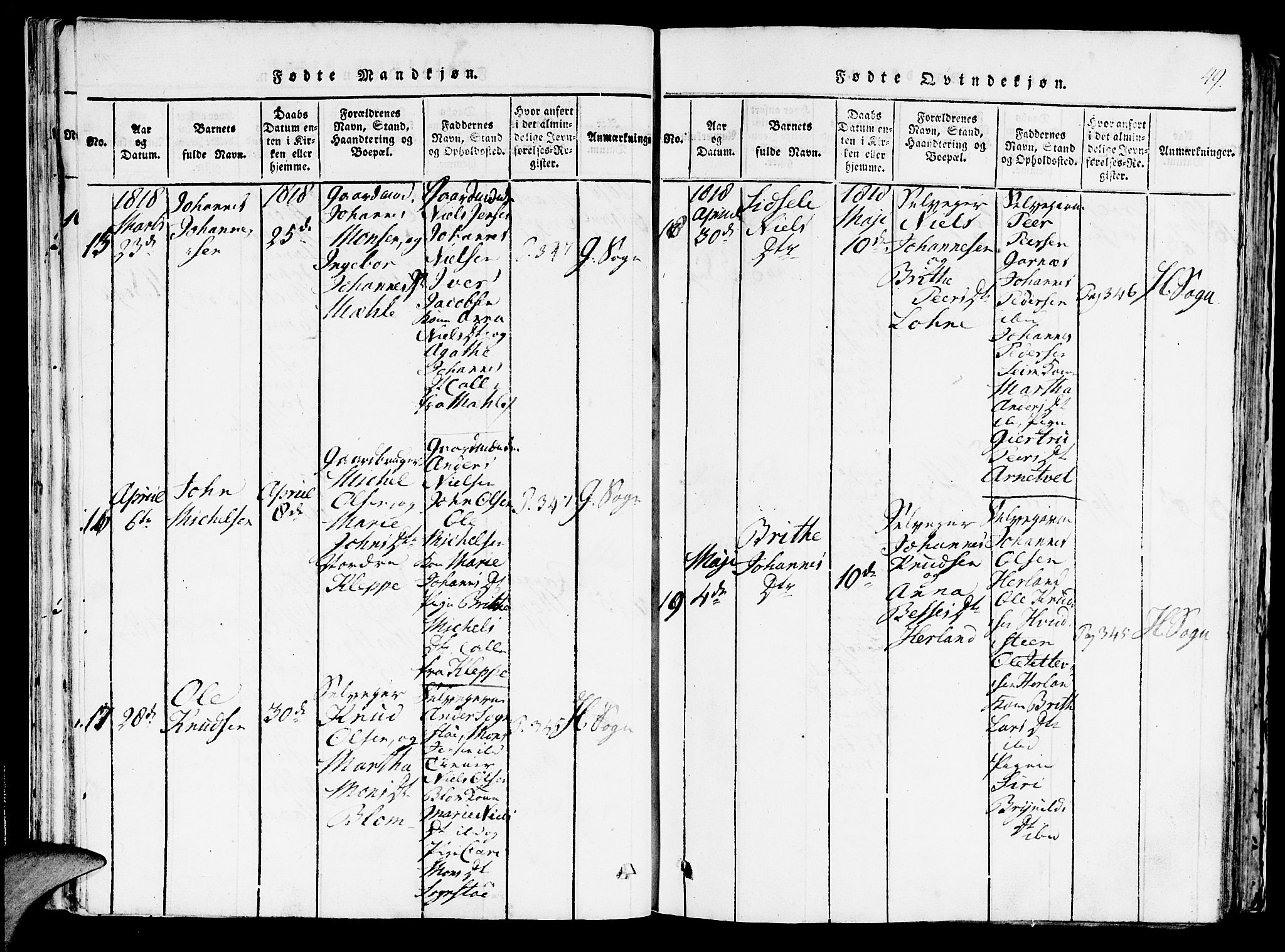 Haus sokneprestembete, AV/SAB-A-75601/H/Haa: Parish register (official) no. A 12, 1816-1821, p. 49