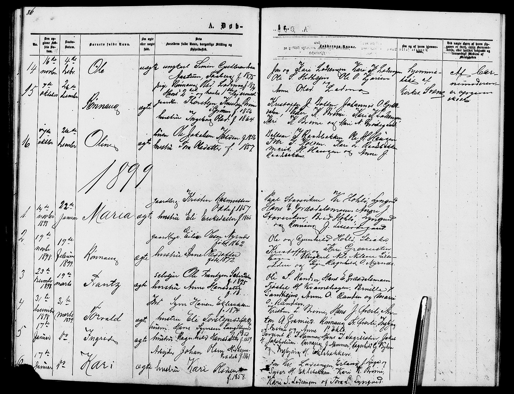 Lom prestekontor, SAH/PREST-070/L/L0005: Parish register (copy) no. 5, 1876-1901, p. 86-87
