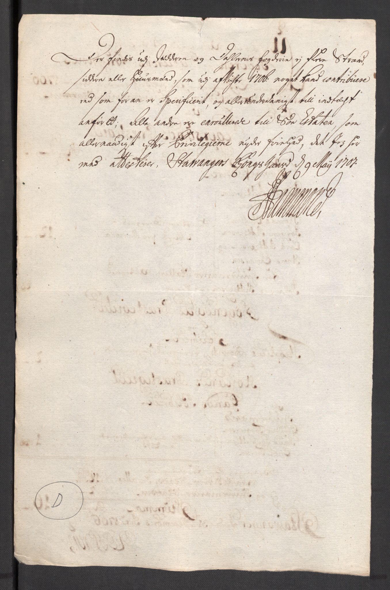 Rentekammeret inntil 1814, Reviderte regnskaper, Fogderegnskap, AV/RA-EA-4092/R46/L2733: Fogderegnskap Jæren og Dalane, 1705-1708, p. 151