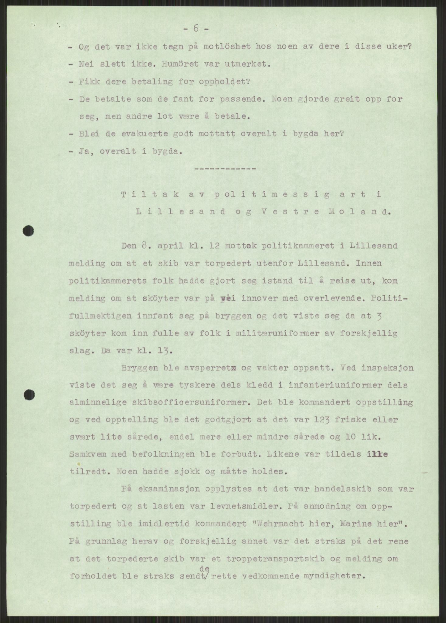 Forsvaret, Forsvarets krigshistoriske avdeling, AV/RA-RAFA-2017/Y/Ya/L0014: II-C-11-31 - Fylkesmenn.  Rapporter om krigsbegivenhetene 1940., 1940, p. 774